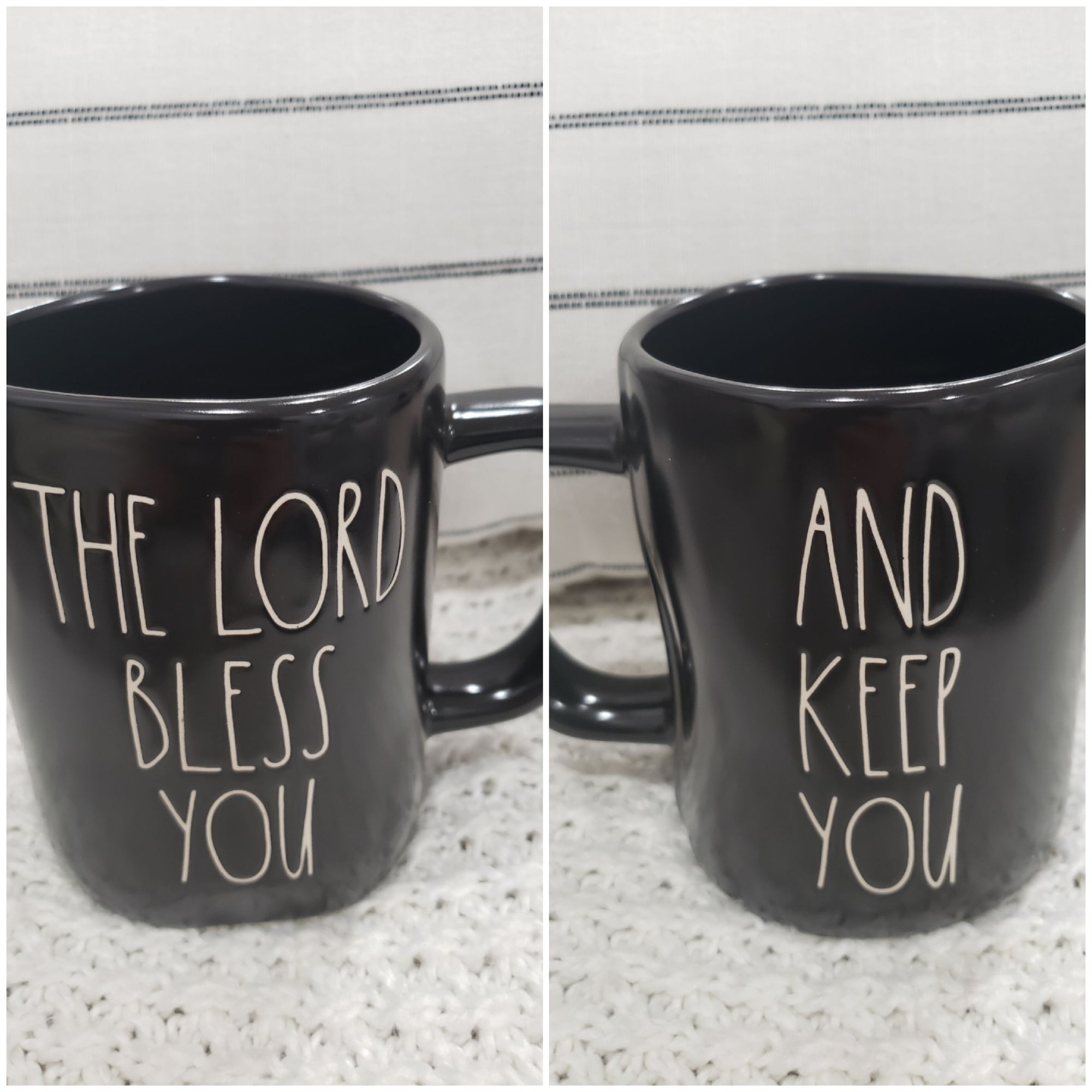 Rae Dunn "The Lord Bless You And Keep You" Black Double Sided Mug Collection