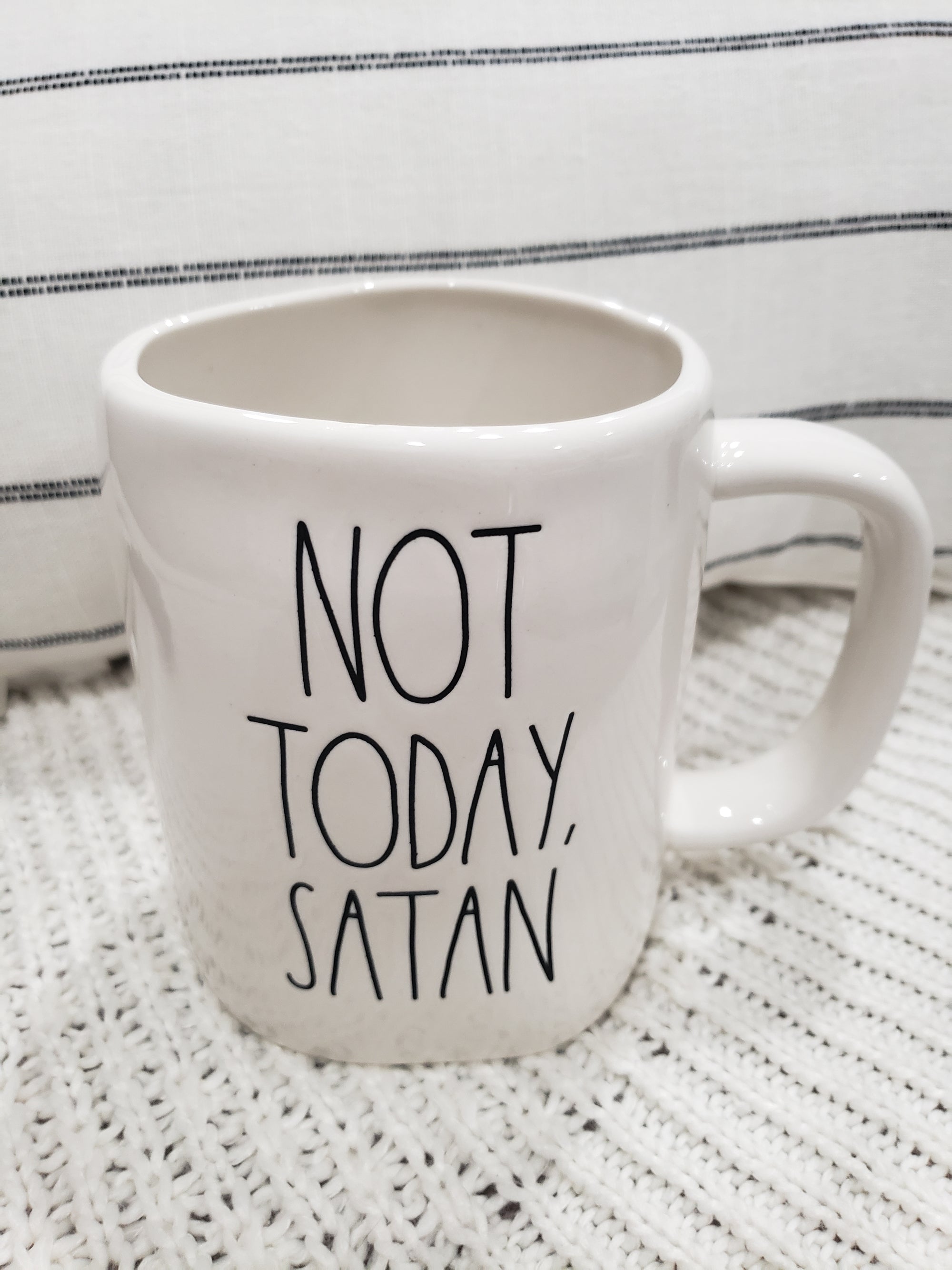 Rae Dunn "Not Today, Satan" White Mug Collection