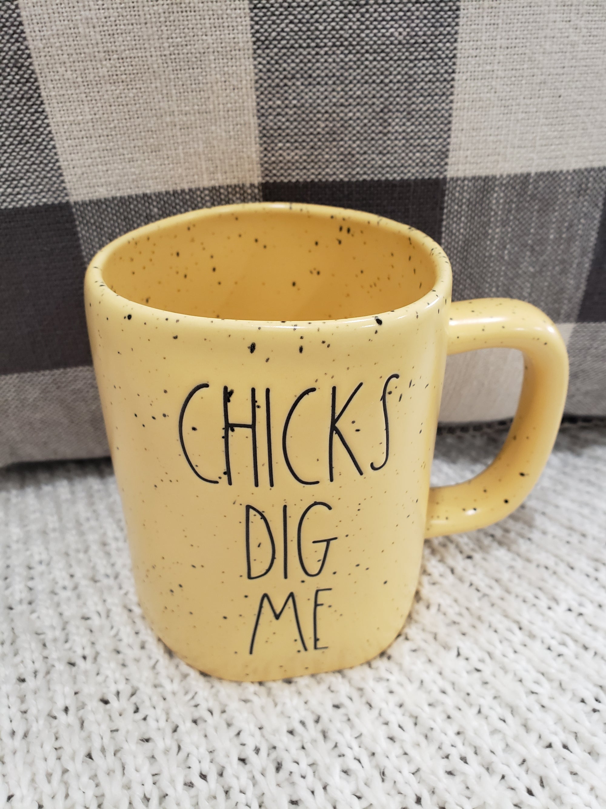 Rae Dunn "Chicks Dig Me" Yellow Mug Collection