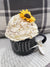 Rae Dunn "Coffee" Black Mug & Pip Posh Faux Sweet Décor Ivory Sunflower Whipped Topper Collection