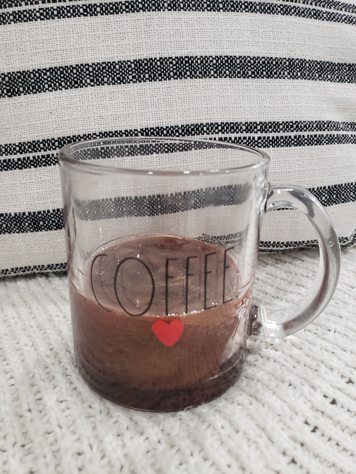 Rae Dunn &quot;Coffee&quot; Glass Mug and Pip Posh Faux Sweet Décor Love of Coffee Collection