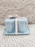 Rae Dunn "S & P" Speckled Powder Blue Salt and Pepper Shakers With Handles Set