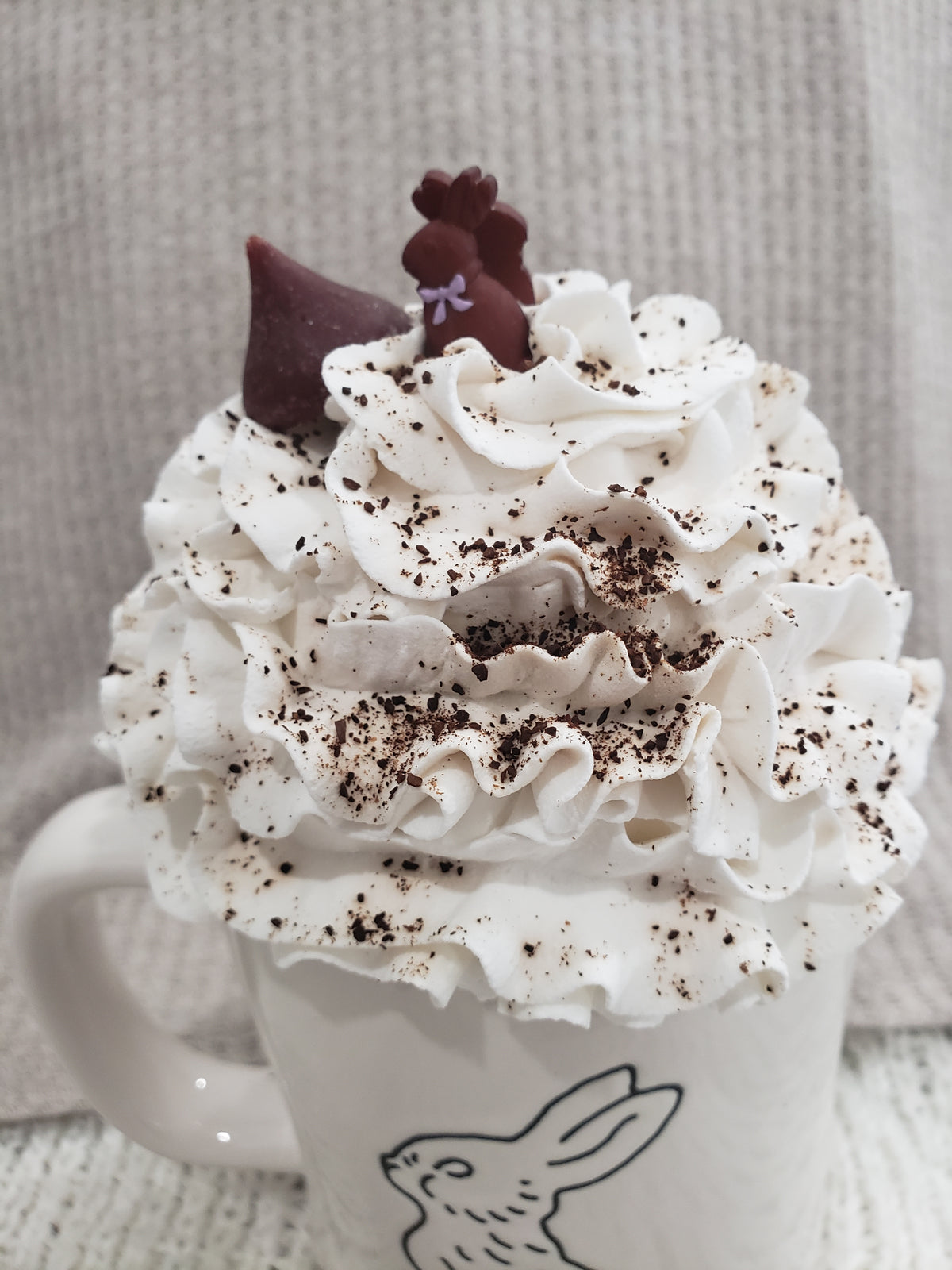 Rae Dunn &quot;Bunny Kisses&quot; White Double Sided Mug &amp; Pip Posh Design Faux Sweet Décor Whipped Topper Collection