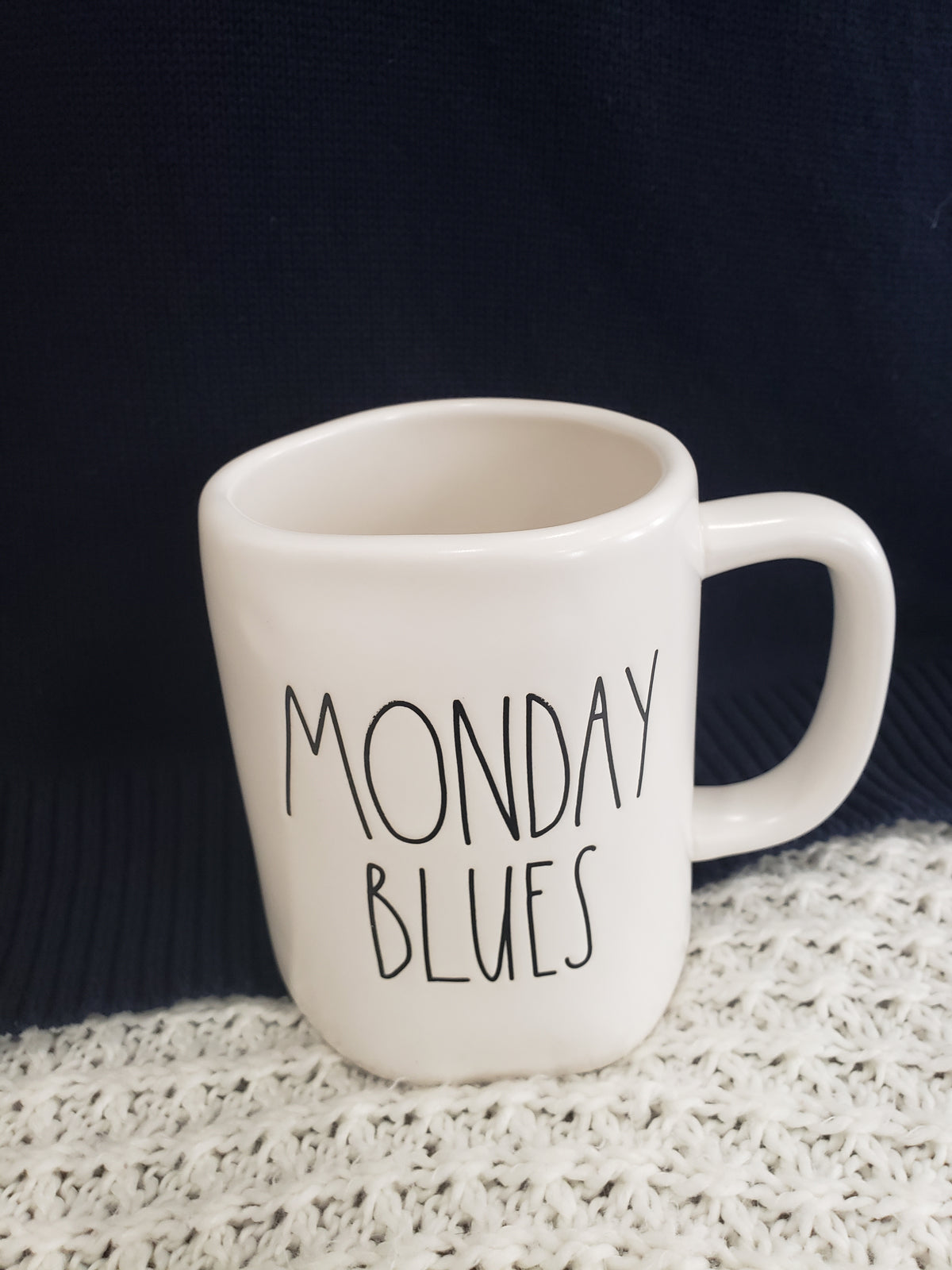Rae Dunn &quot;Monday Blues&quot; White Mug Collection