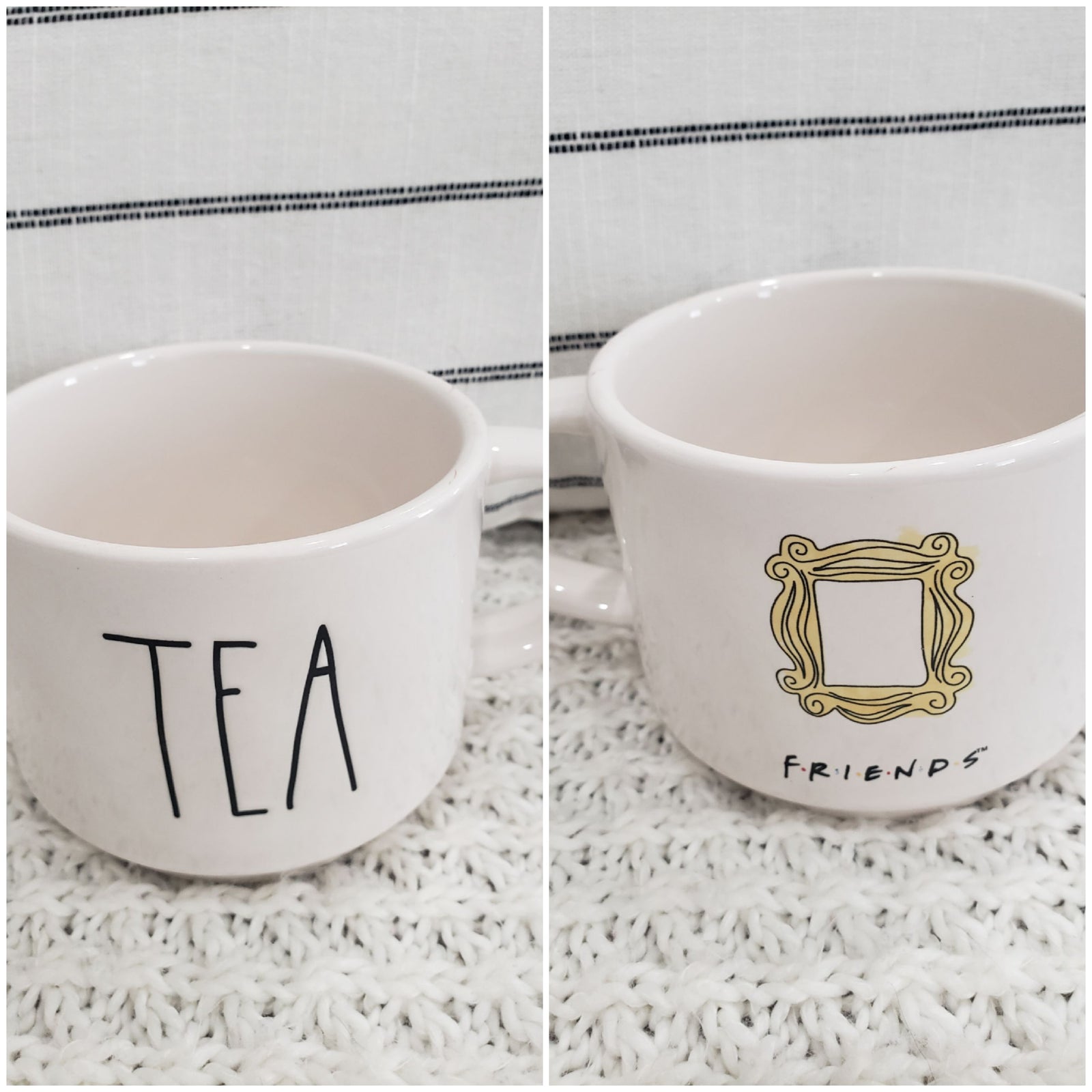 Rae Dunn "Tea" White Mirror Double Sided Round Mug Friends Collections