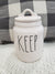 Rae Dunn "Keep" White Canister Collection