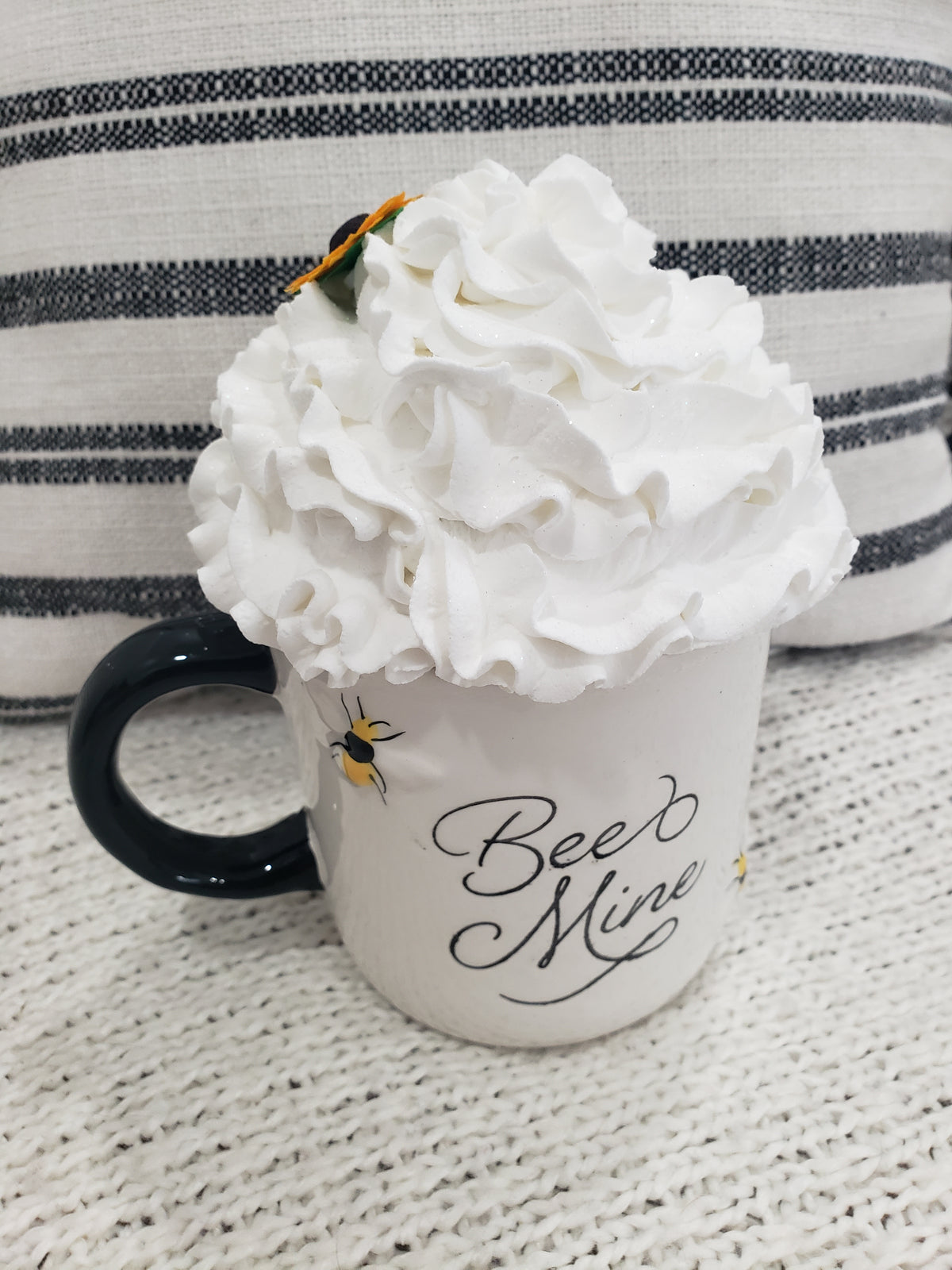 Pip Posh Design Faux Sweet Décor &quot;Bee Mine&quot; Mug &amp; Whipped Topper Collection