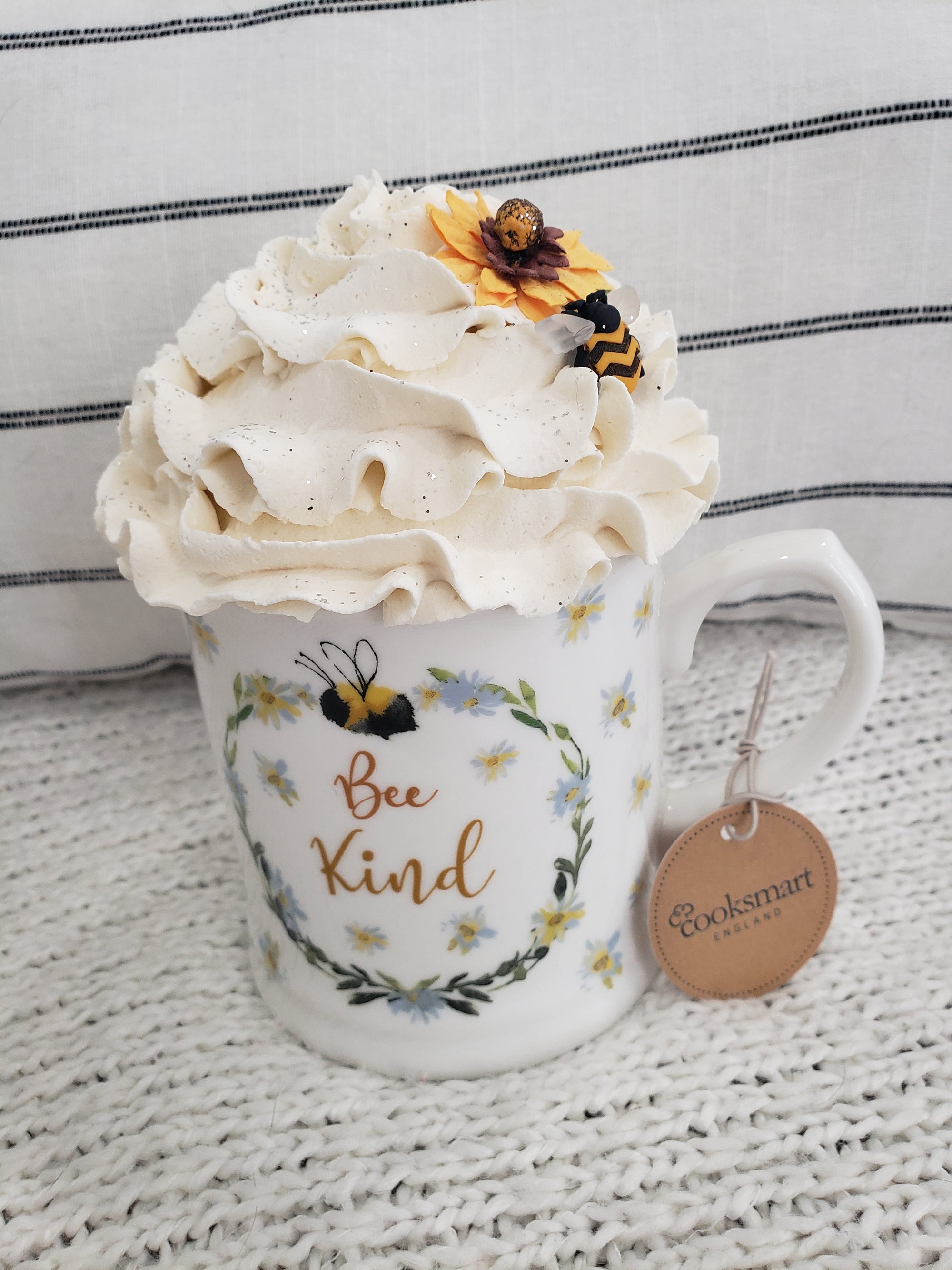 Pip Posh Design Faux Sweet Décor Bee Kind Mug & Ivory Whipped Topper Collection