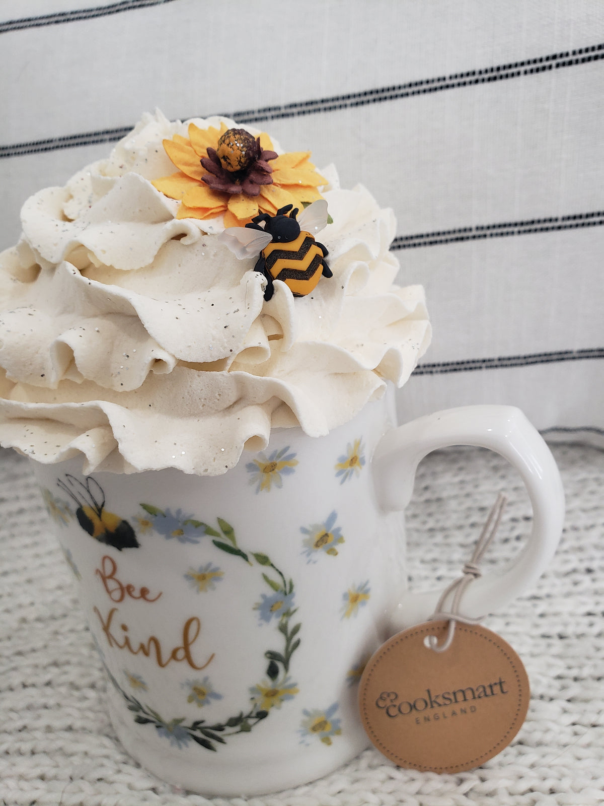 Pip Posh Design Faux Sweet Décor Bee Kind Mug &amp; Ivory Whipped Topper Collection