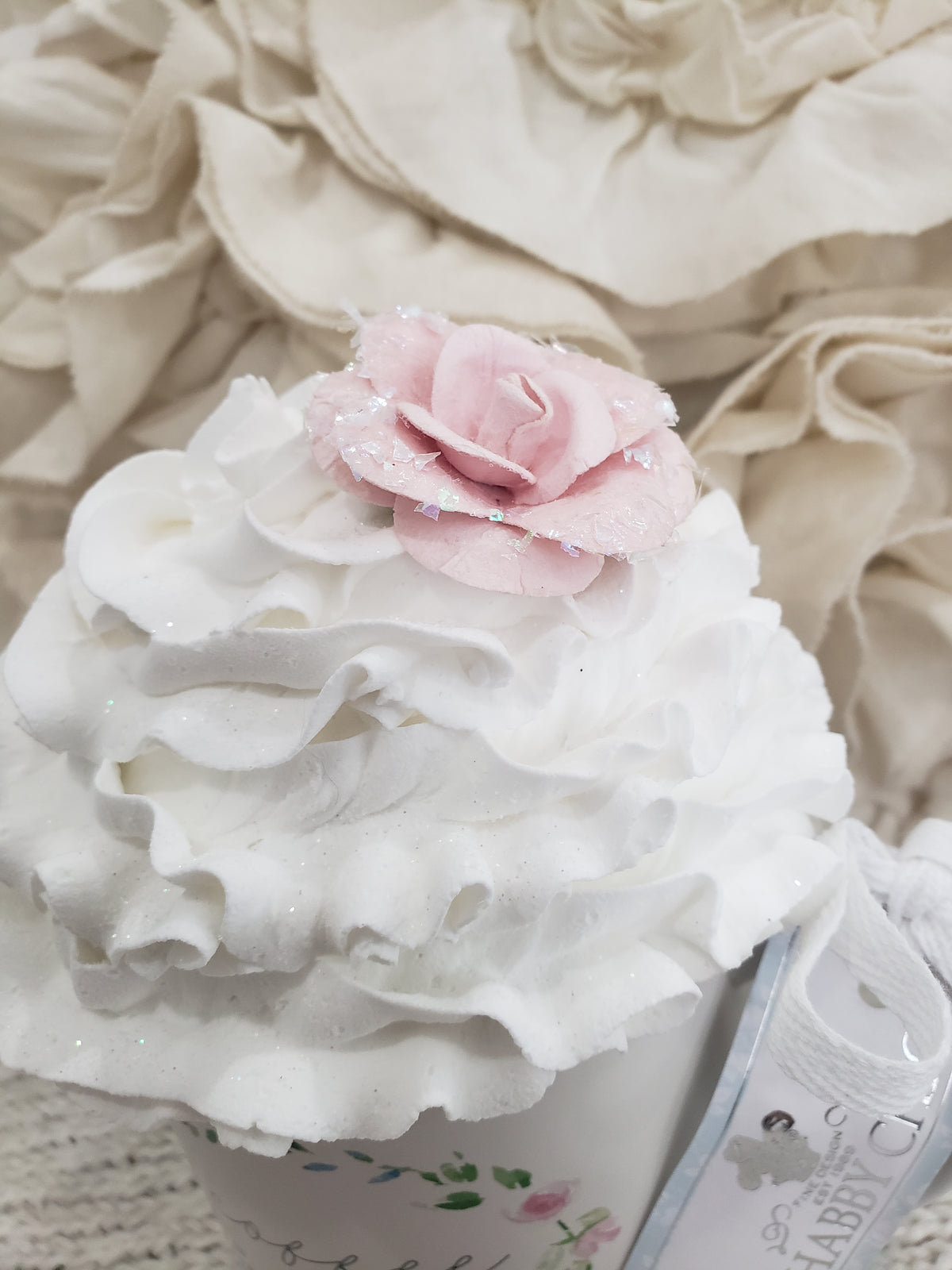 Pip Posh Design Faux Sweet Décor &quot;Coffee&quot; Mug &amp; Whipped Pink Rose Topper Collection