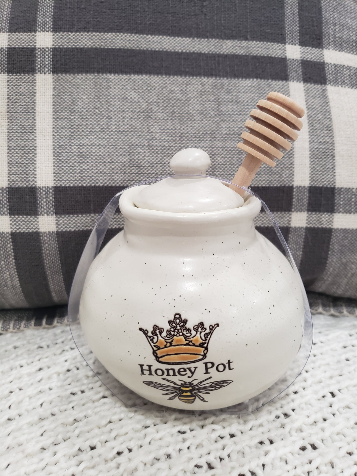 Rustic Farm House Style &quot;Honey Pot&quot; Honey Jar Crown Bee Collection