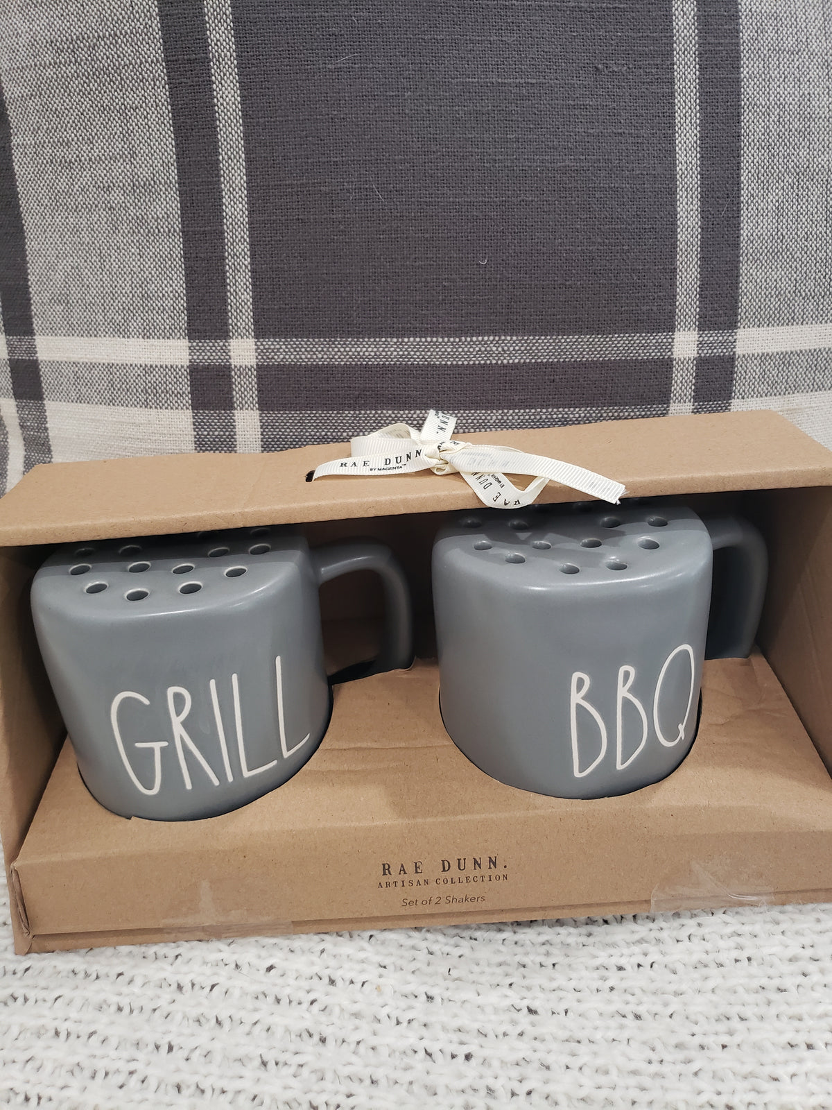 Rae Dunn &quot;Grill &amp; Barbeque&quot; Gray Spice Shakers Set