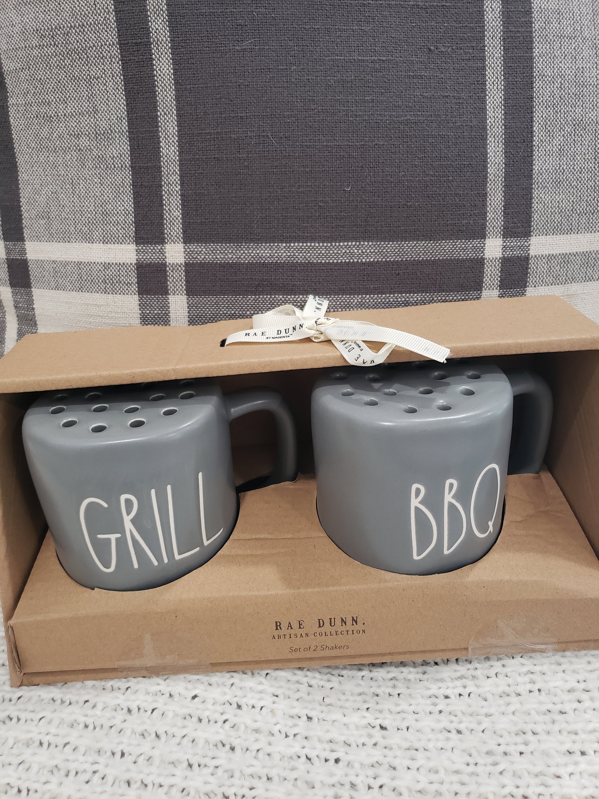 Rae Dunn "Grill & Barbeque" Gray Spice Shakers Set