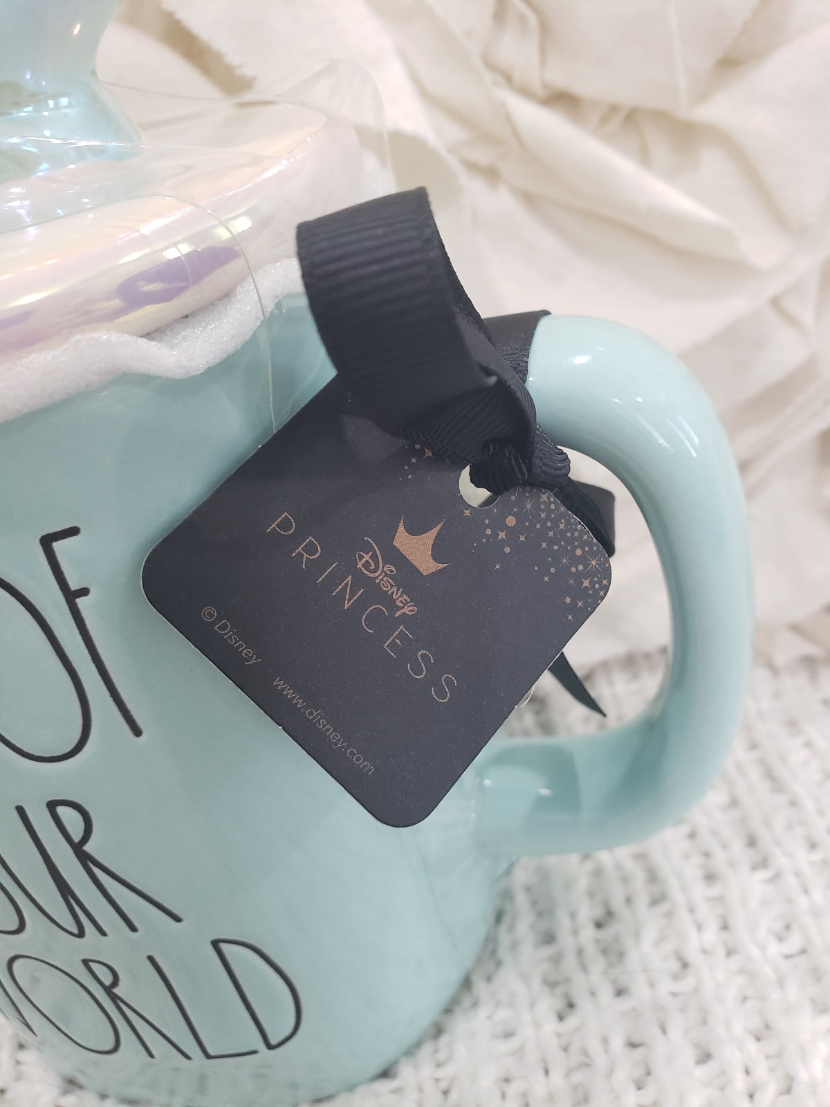 Rae Dunn &quot;Part Of Your World&quot; Double Sided Mug &amp; Shell Mug Topper Disney Princess Collection