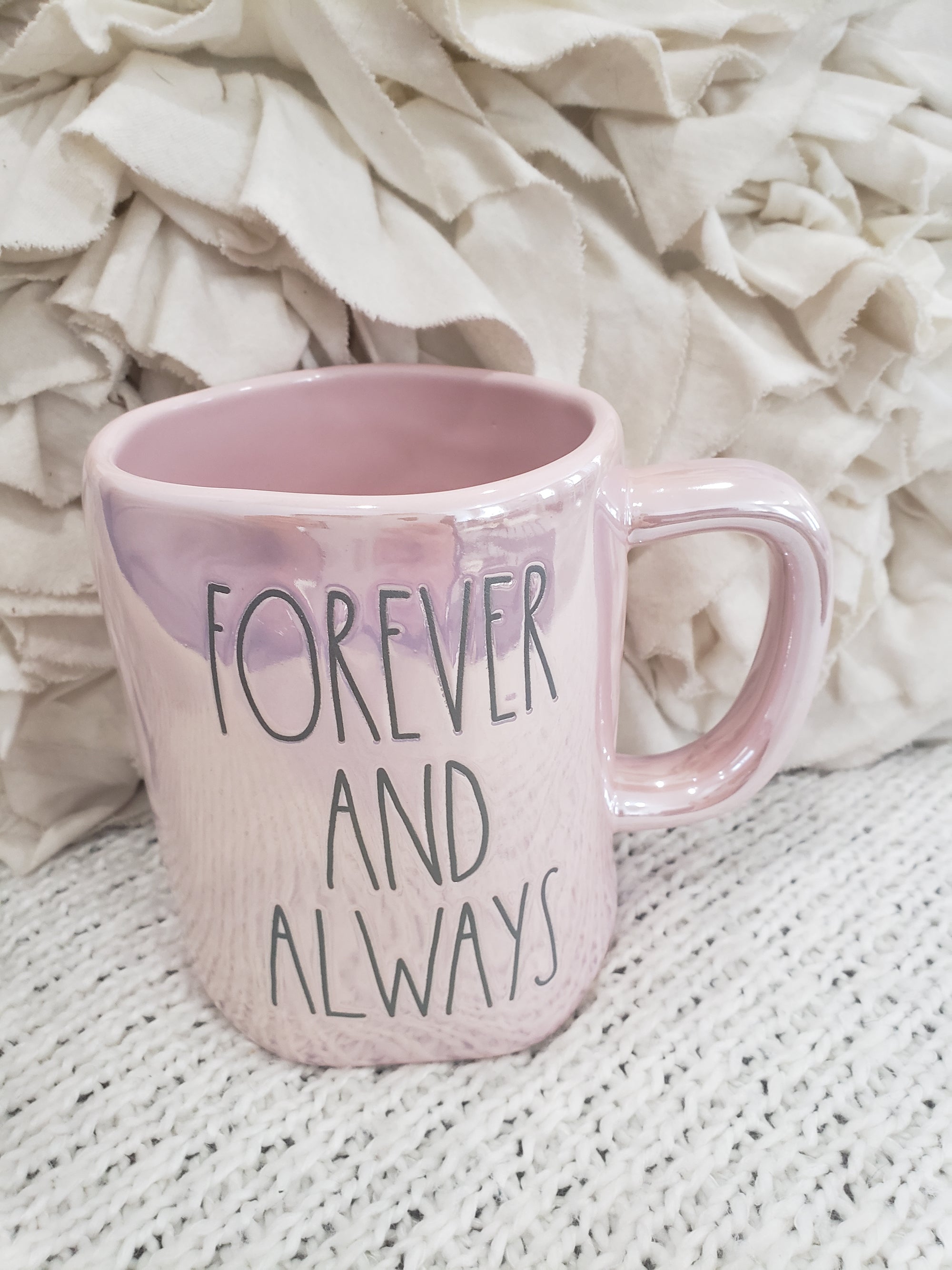 Rae Dunn "Forever And Always" Pink Iridescent Mug Collection