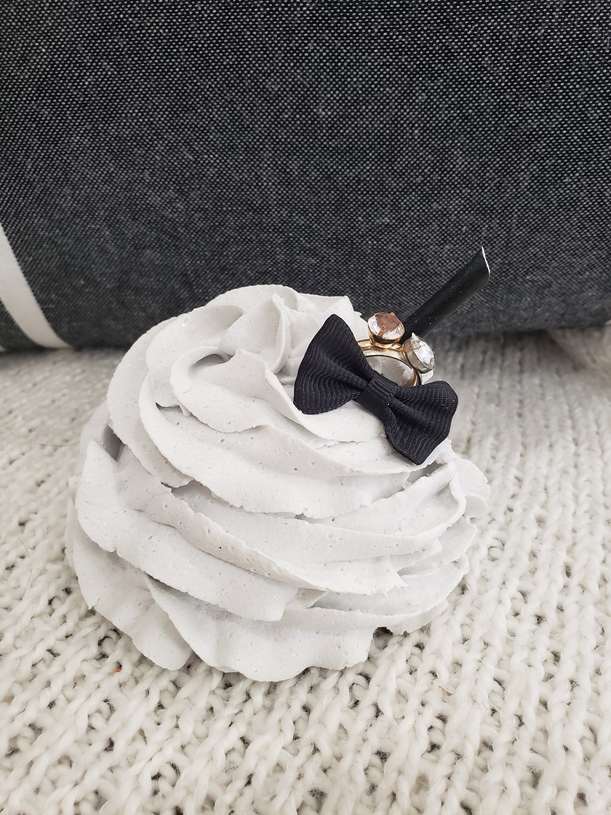 Pip Posh Design Faux Sweet Décor  Tuxedo & Wedding Rings Whipped Mug Topper