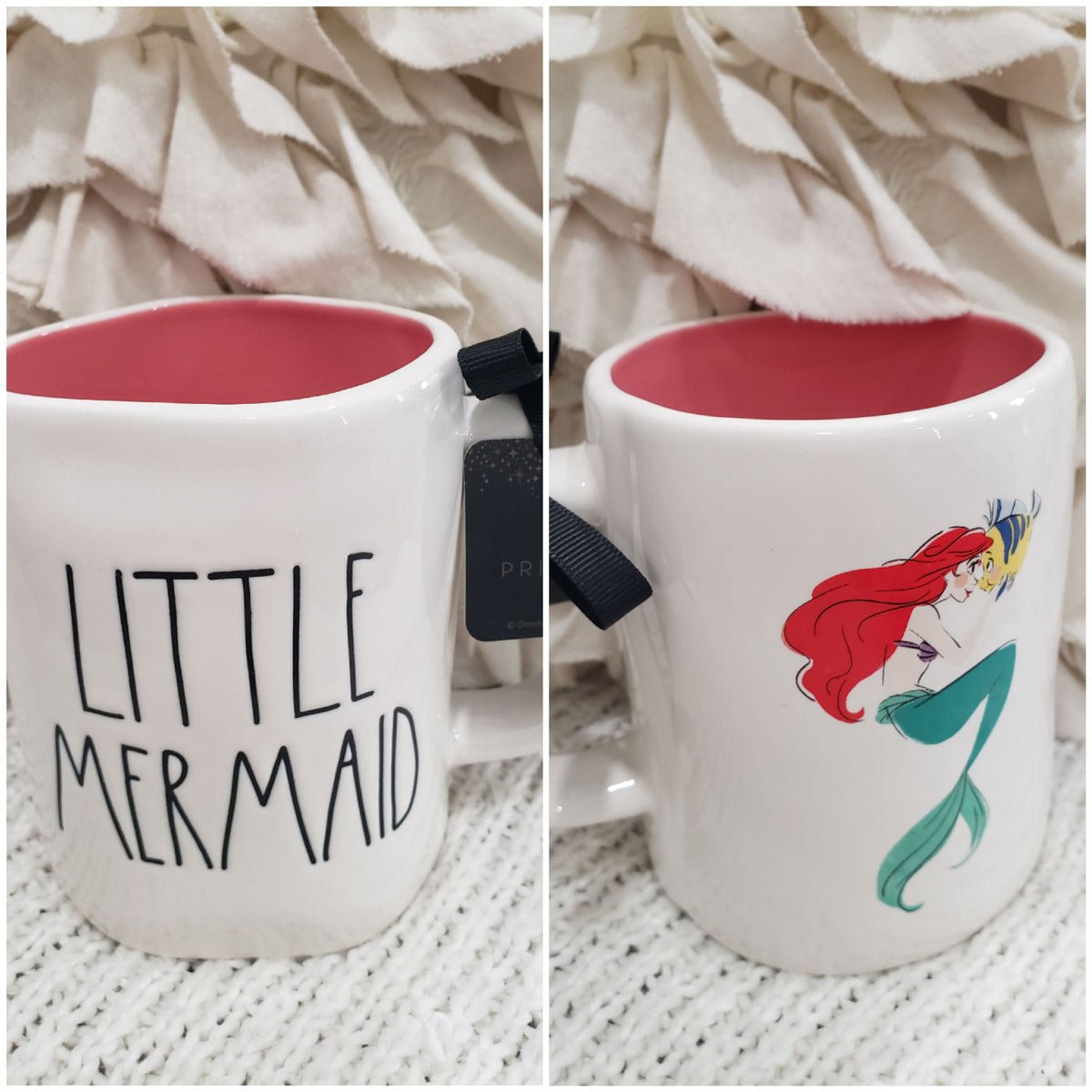 Rae Dunn &quot;Little Mermaid&quot; Double Sided Mug Disney Princess Collection