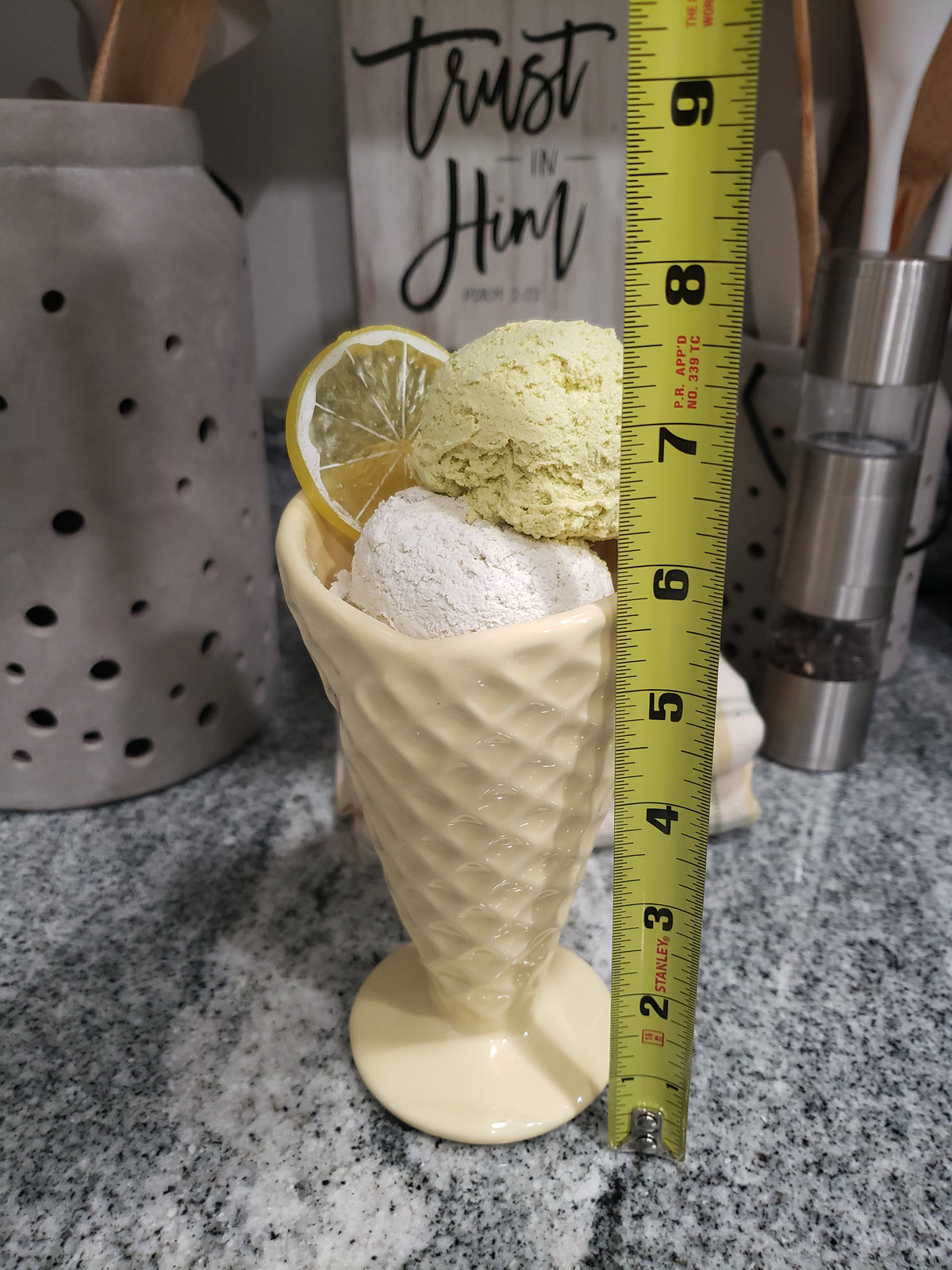 Pip Posh Design&#39;s Faux Sweet Décor Vanilla Lemon Ice cream Cone Collection