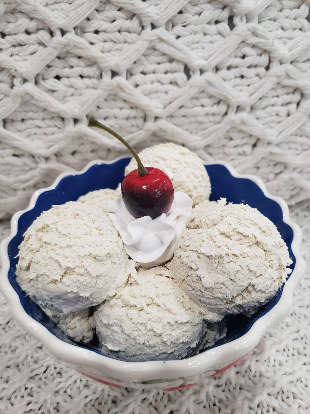 Pip Posh Design Faux Sweet Décor Cherry Bowl &amp; Vanilla Ice Cream Dessert Collection