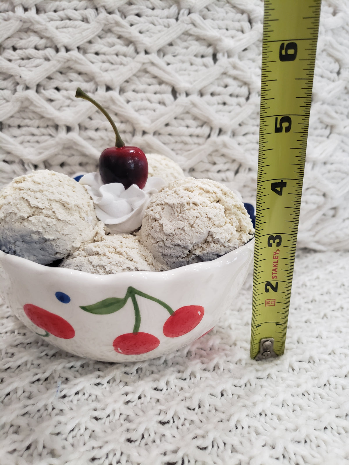 Pip Posh Design Faux Sweet Décor Cherry Bowl &amp; Vanilla Ice Cream Dessert Collection