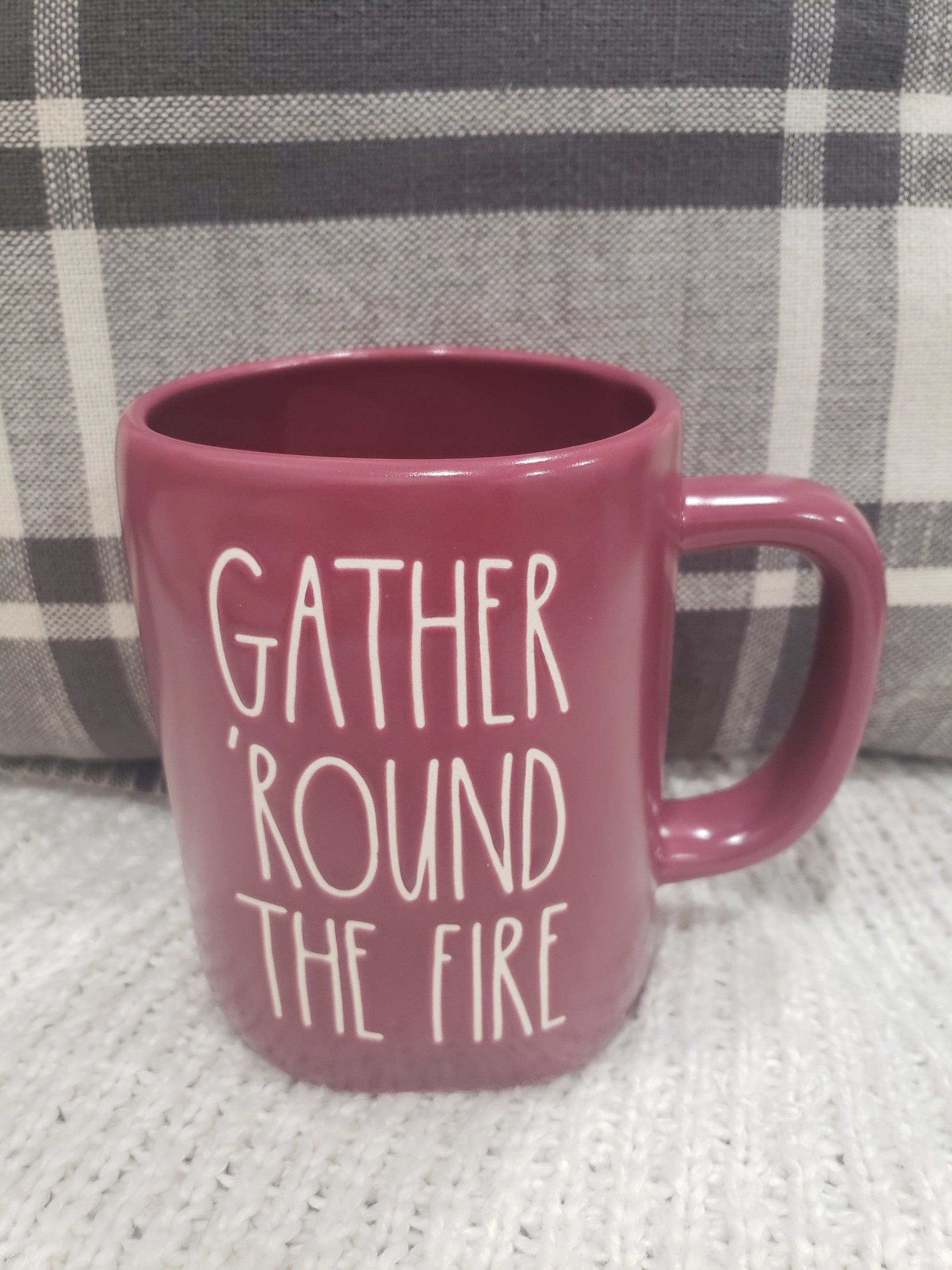 Rae Dunn "Gather 'Round The Fire" Maroon Mug Collection