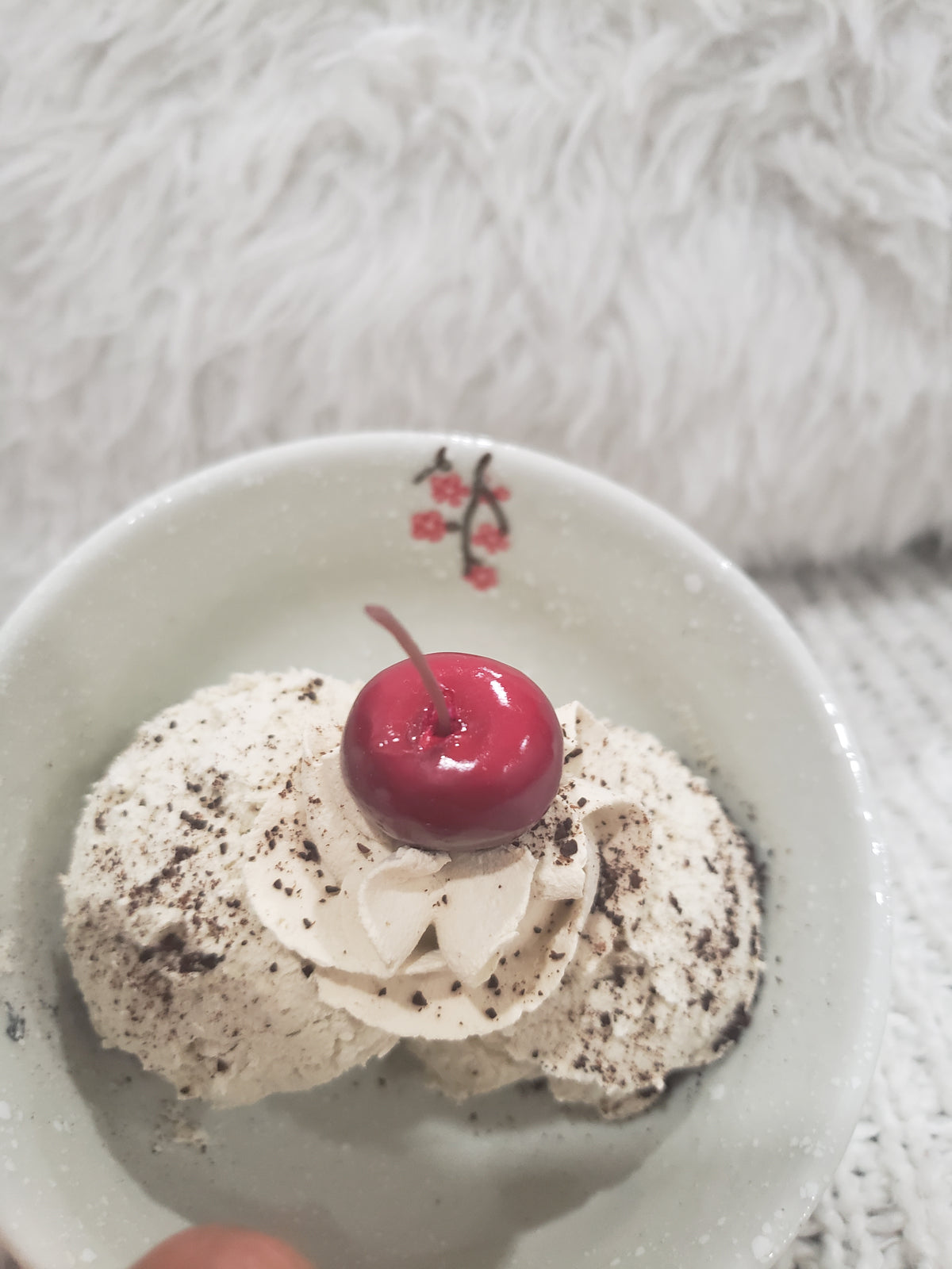 Pip Posh Design Faux Sweet Décor Cherry Blossom Ice Cream Dessert Dish