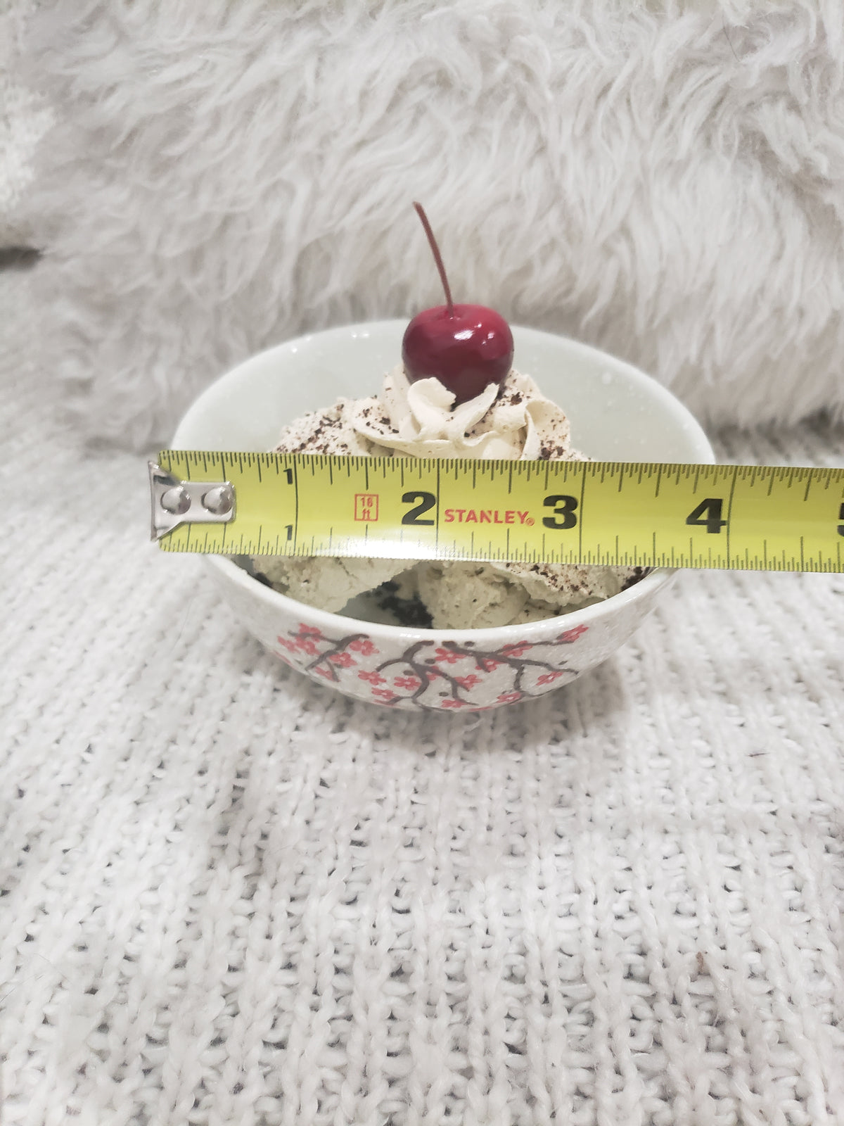 Pip Posh Design Faux Sweet Décor Cherry Blossom Ice Cream Dessert Dish