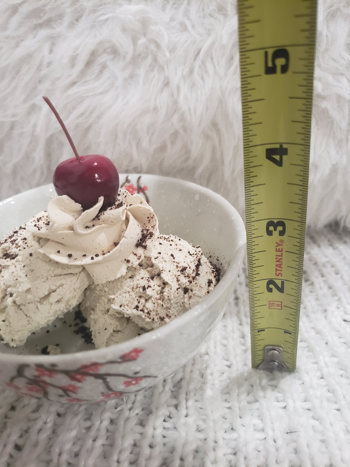 Pip Posh Design Faux Sweet Décor Cherry Blossom Ice Cream Dessert Dish