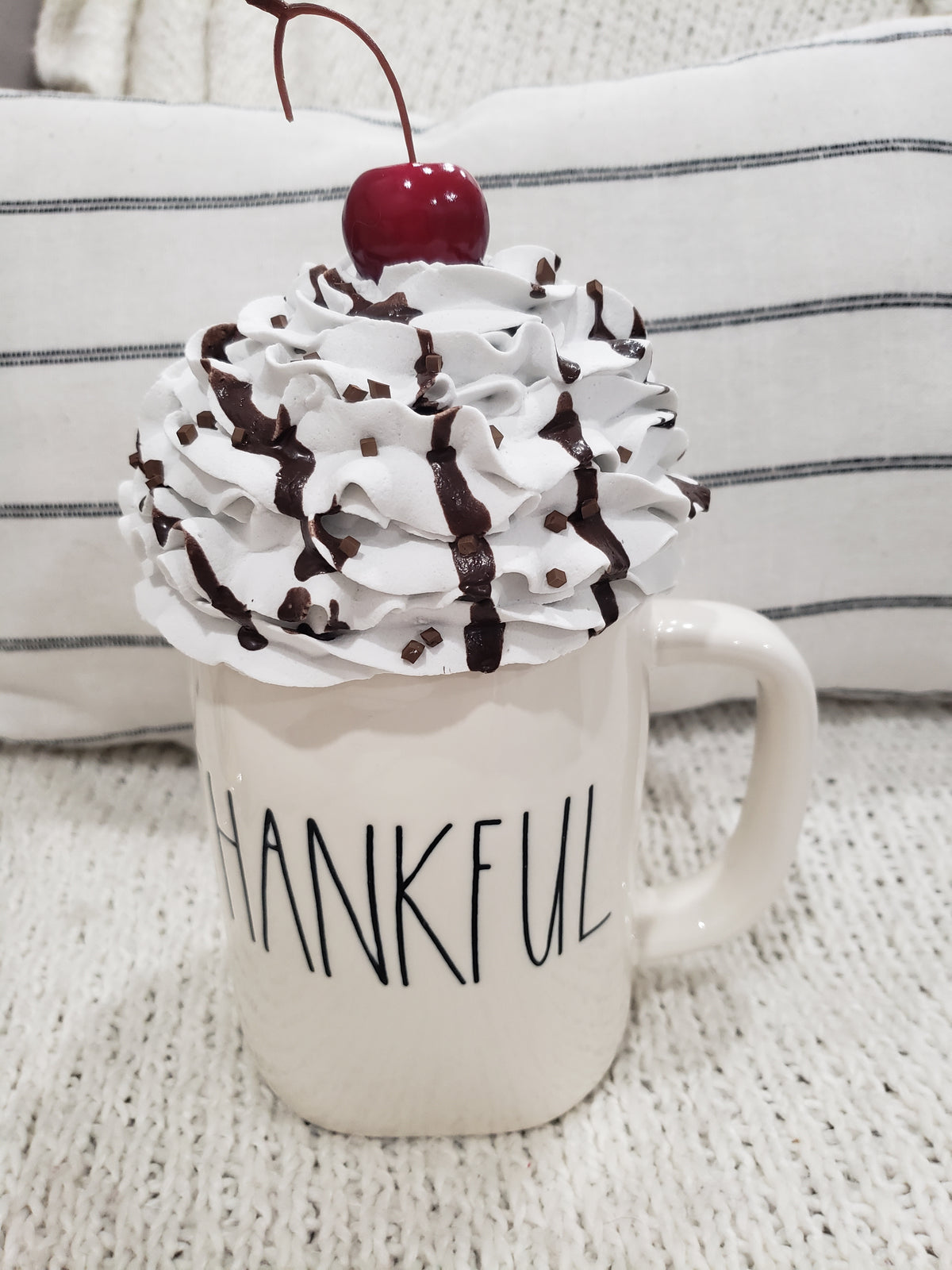 Pip Posh Design Faux Sweet Décor Whipped Vanilla Cherry Chocolate Drizzle Mug Topper