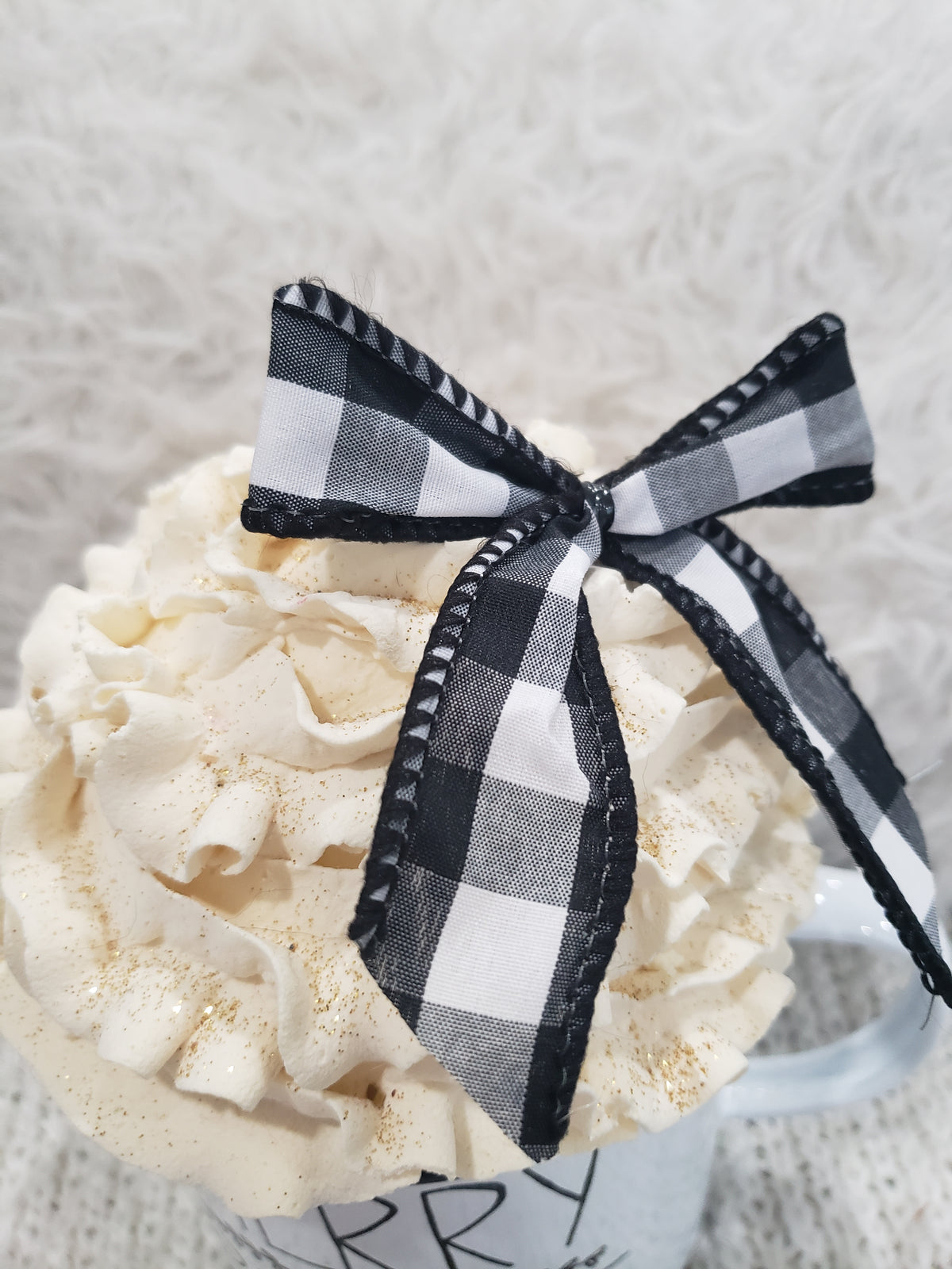 Pip Posh Design Faux Sweet Décor &quot;Merry and Bright&quot; Mug and Ivory Whipped Topper Holiday Collection