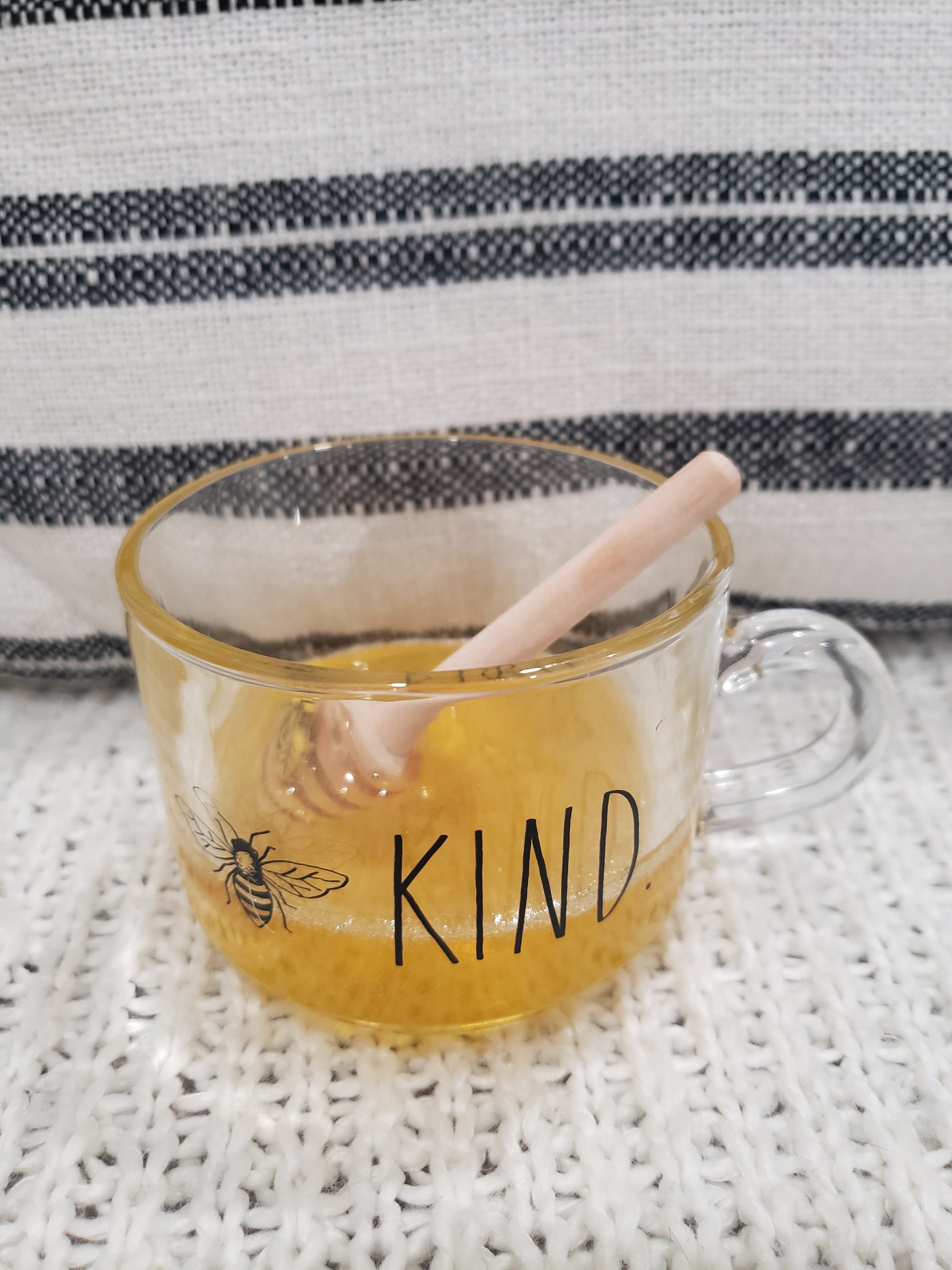 Rae Dunn " Bee Kind" Mini Glass & Pip Posh Design Faux Sweet Décor Tea and Honey Glass Collection