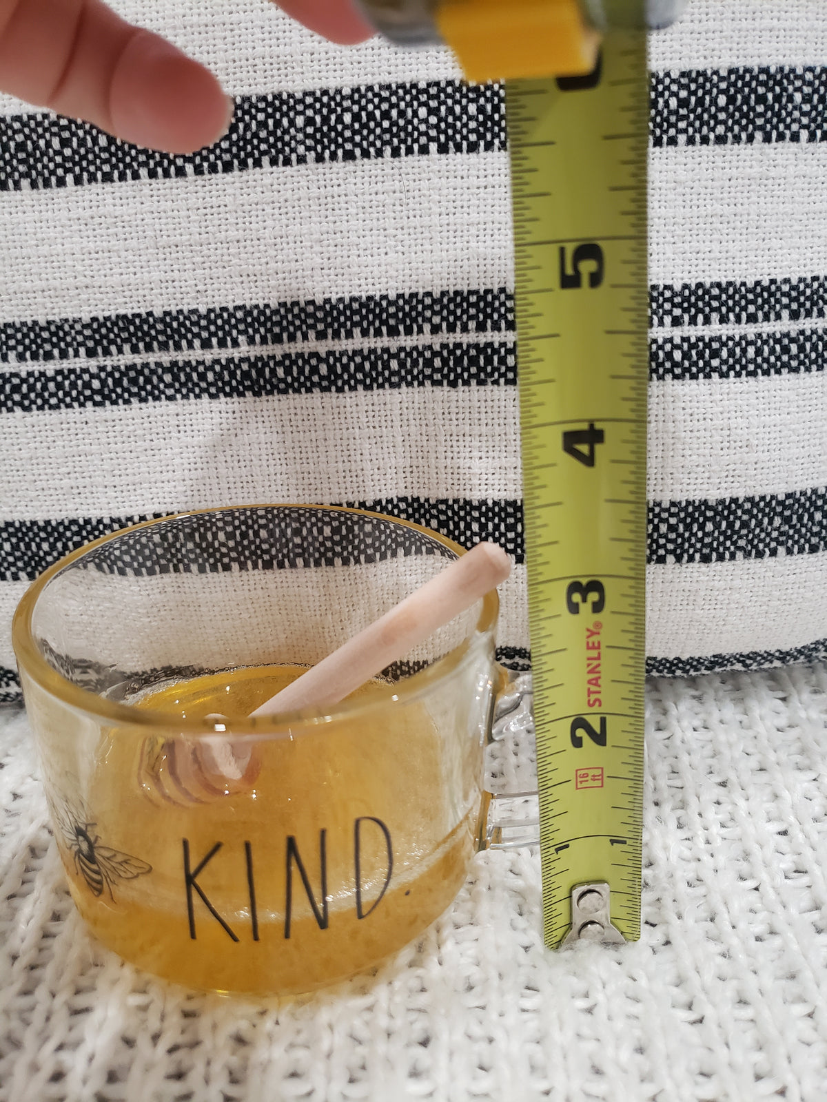 Rae Dunn &quot; Bee Kind&quot; Mini Glass &amp; Pip Posh Design Faux Sweet Décor Tea and Honey Glass Collection