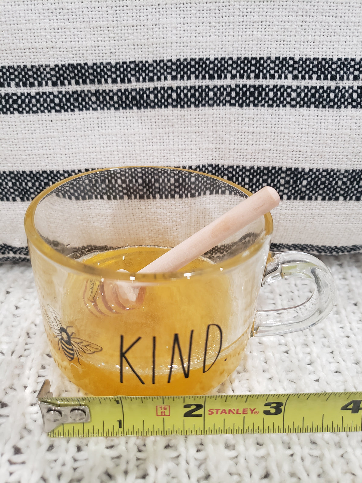 Rae Dunn &quot; Bee Kind&quot; Mini Glass &amp; Pip Posh Design Faux Sweet Décor Tea and Honey Glass Collection