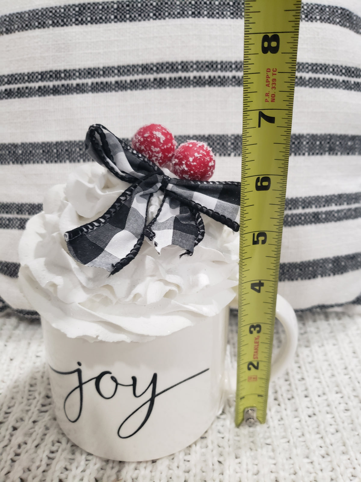 Pip Posh Design Faux Sweet Décor &quot;Joy&quot; White Mug &amp; Whipped Topper Holiday Collection