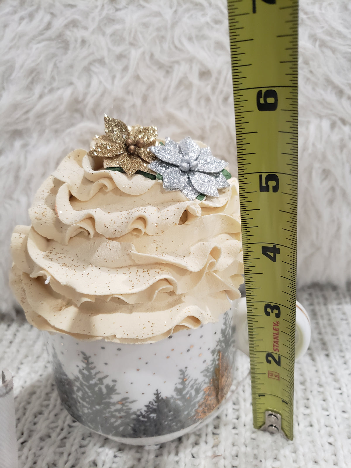 Pip Posh Design Faux Sweet Décor  Winter Trees Mug &amp; Ivory Whipped Topper Collection