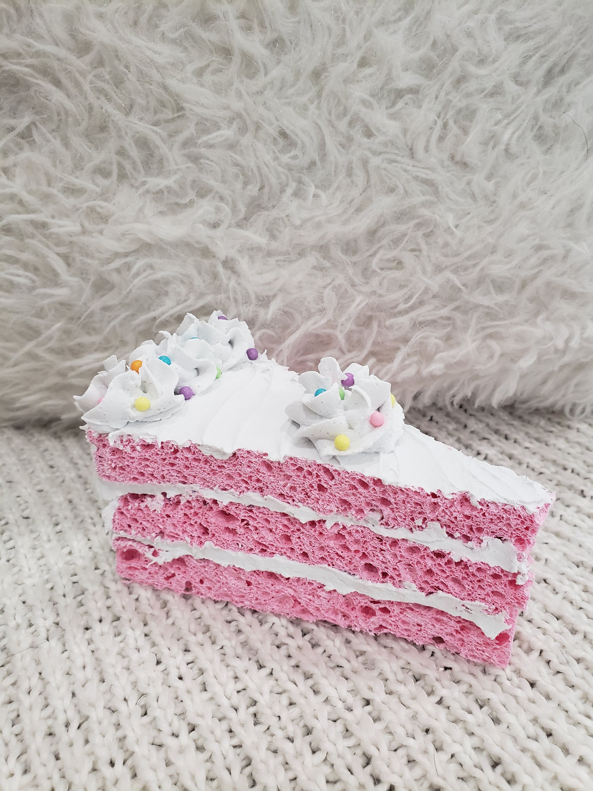 Pip Posh Design Faux Sweet Décor Whipped Pink Sprinkle Slice Of Cake Collection