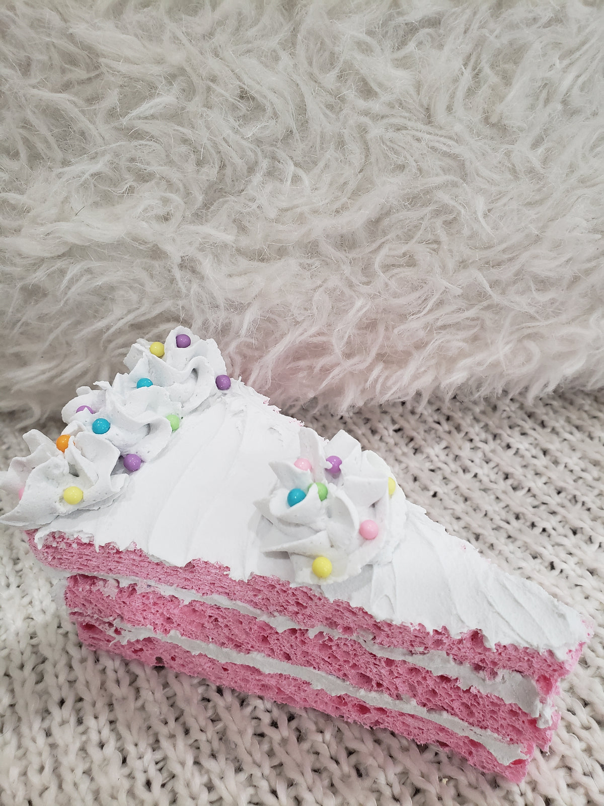 Pip Posh Design Faux Sweet Décor Whipped Pink Sprinkle Slice Of Cake Collection