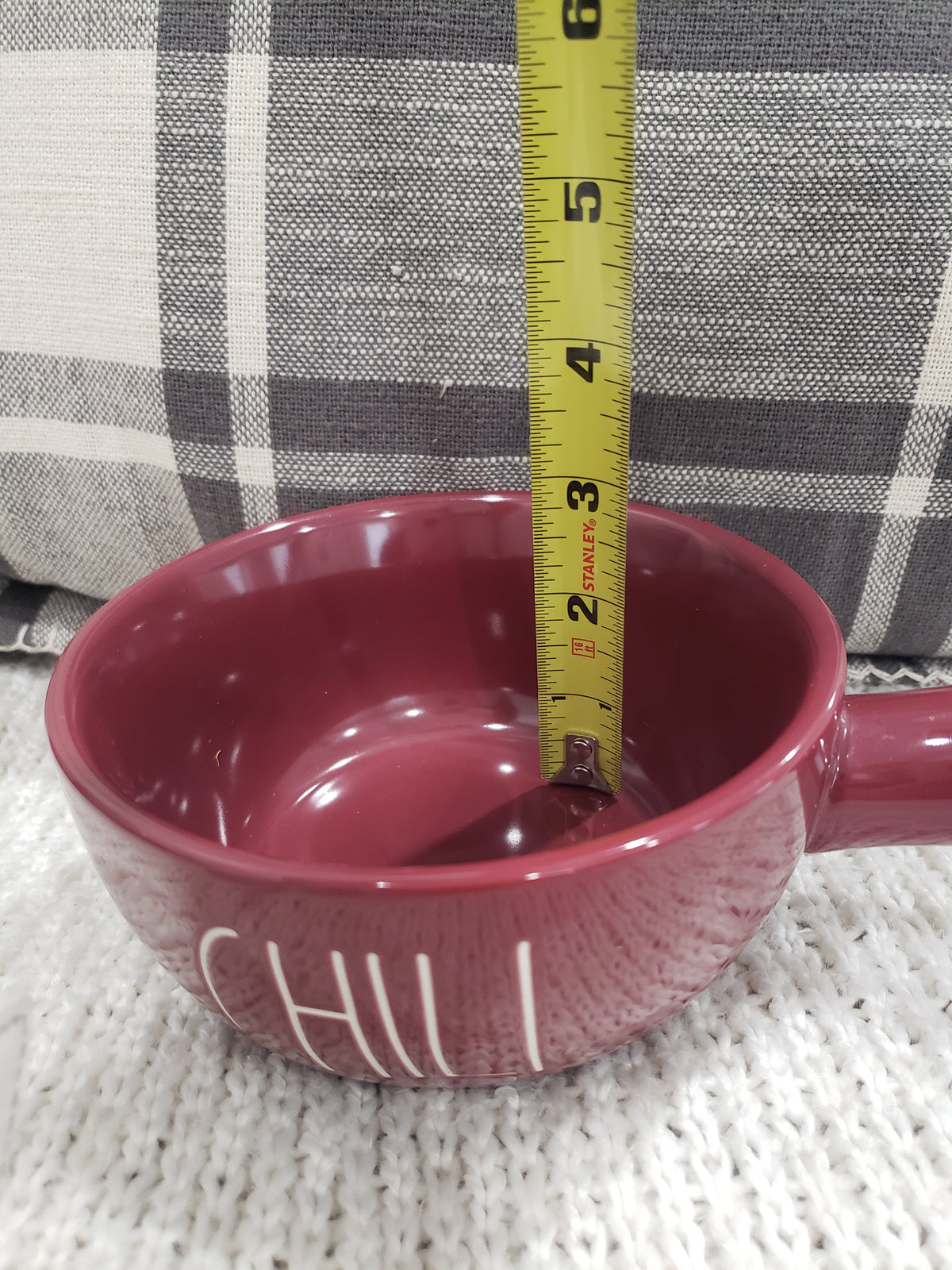 Rae Dunn &quot;Chili&quot; Maroon Bowl With Handle Collection