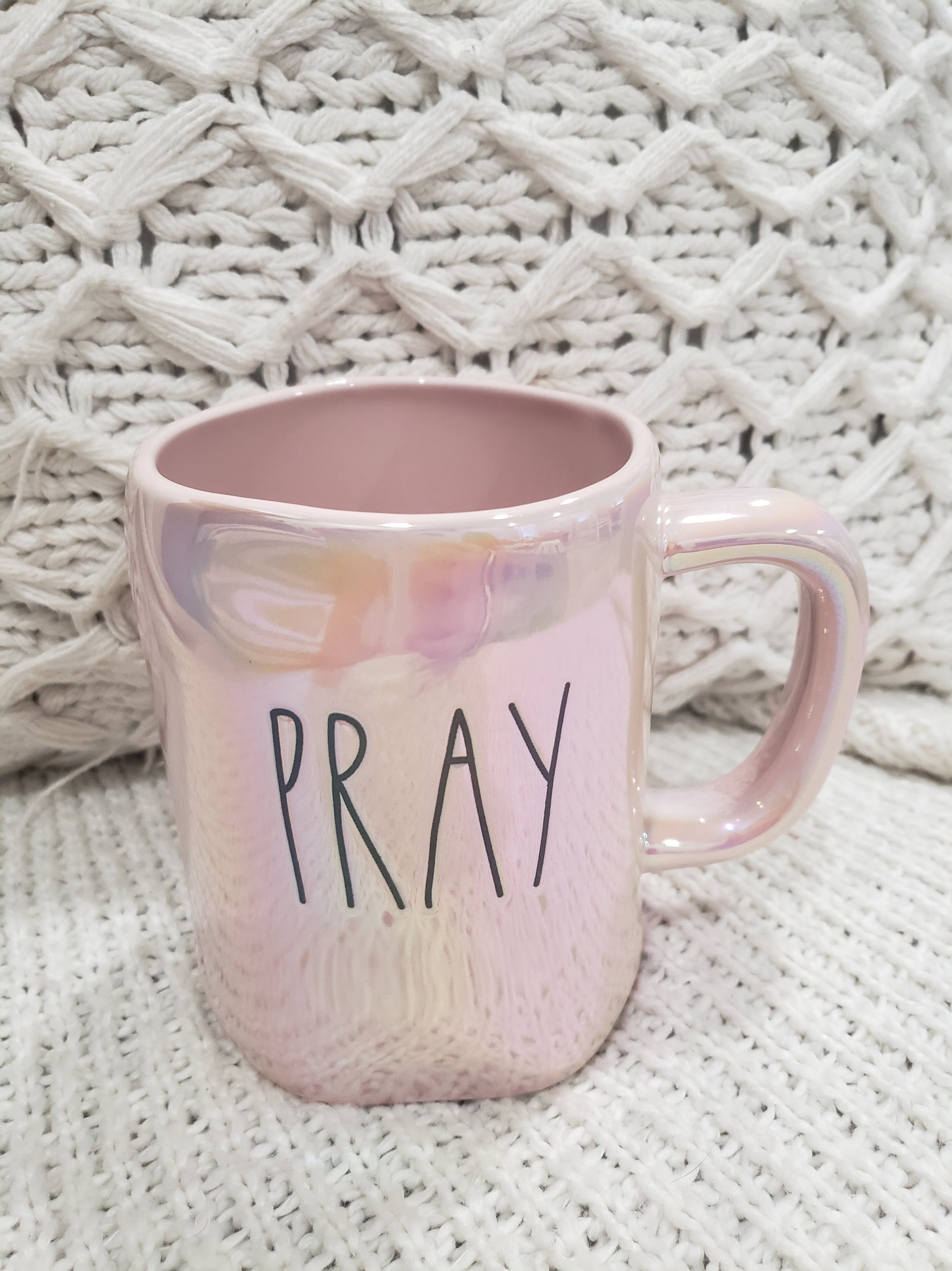 Rae Dunn "Pray" Pink Iridescent Mug Collection