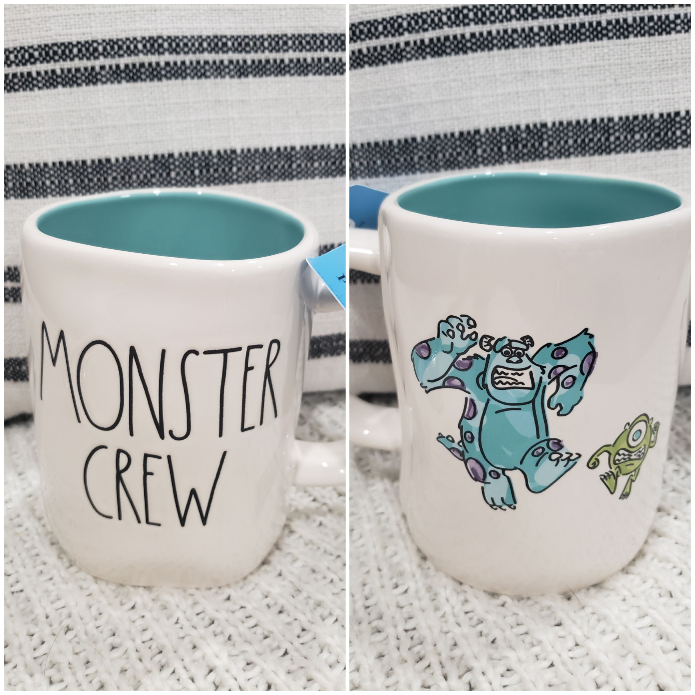 rae dunn monsters inc Rae Dunn "Monster Crew" Mike & Sulley Double Sided Mug Disney's/ Pixar Monster Inc Collection