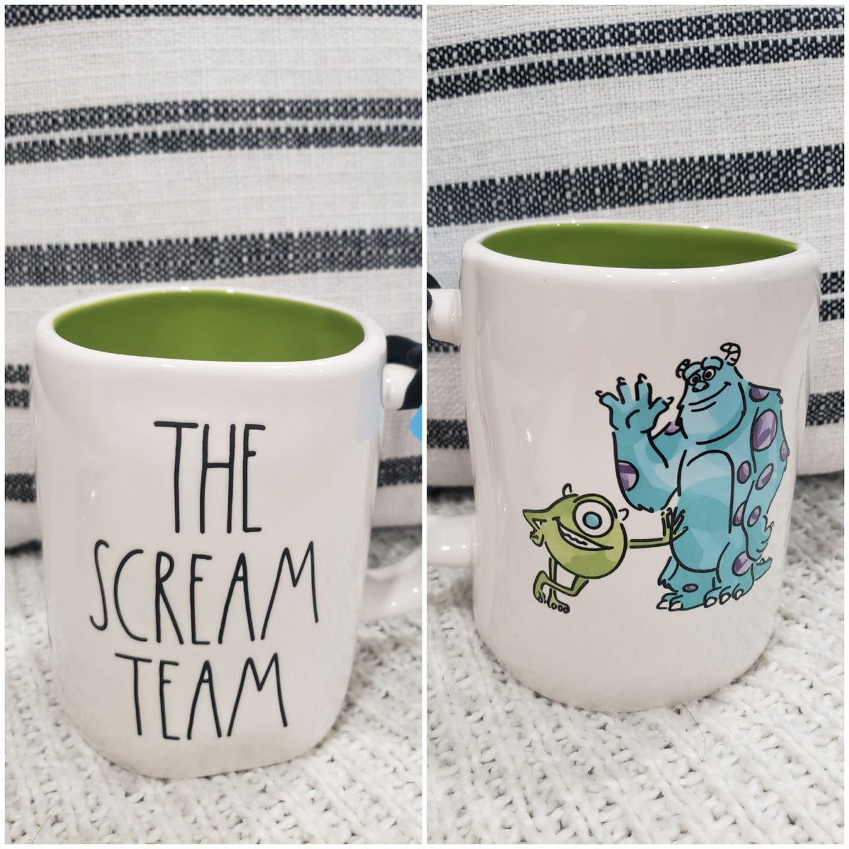 Rae Dunn &quot; The Scream Team&quot; Double Sided Mug Disney&#39;s Pixar Monster Inc Collection