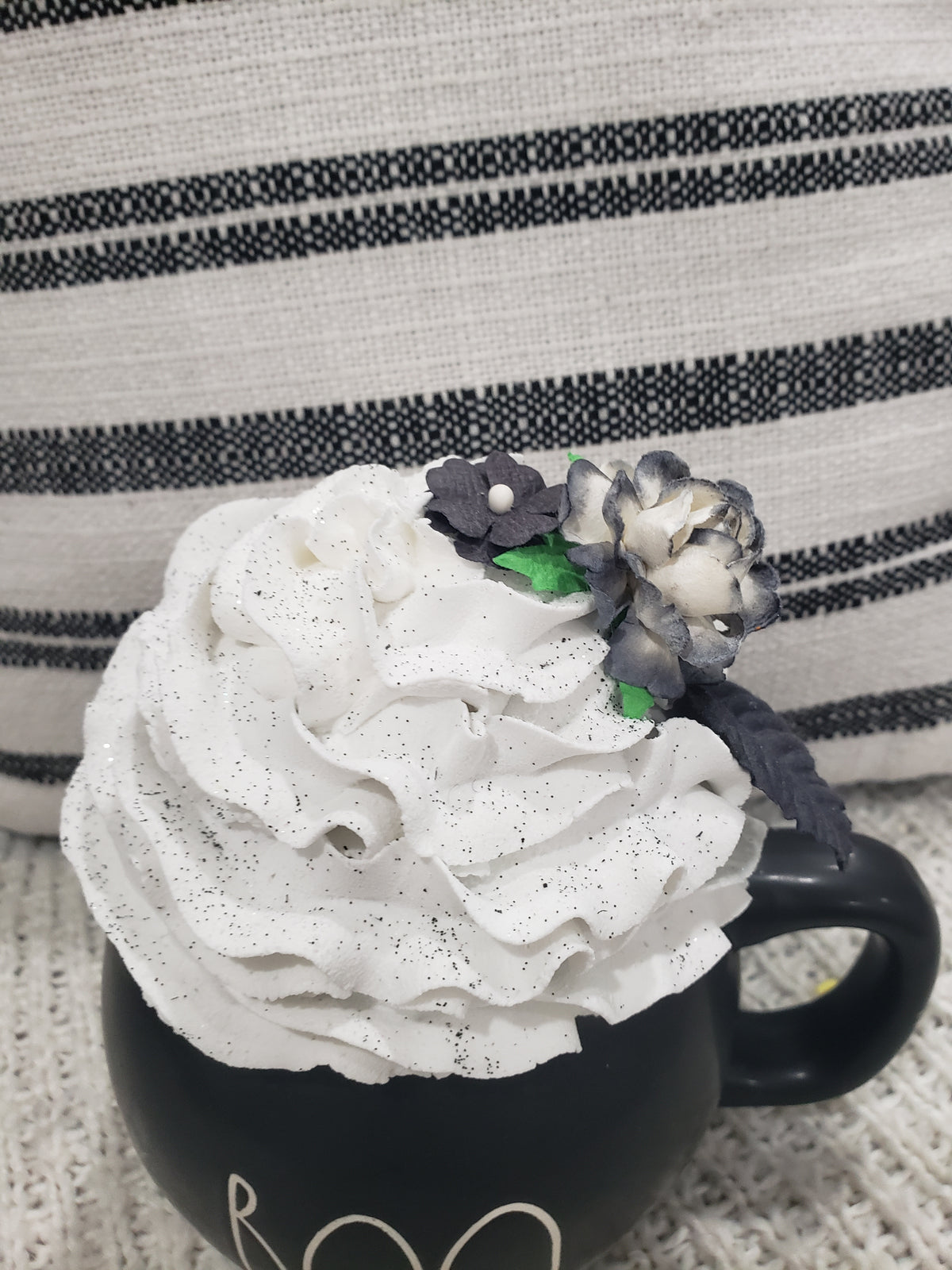 Rae Dunn &quot;Boo&quot; Black Cauldron Mug &amp; Pip Posh Design Faux Sweet Décor White Whipped Topper Collection