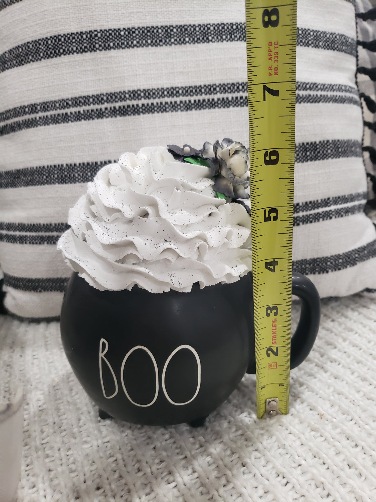 Rae Dunn &quot;Boo&quot; Black Cauldron Mug &amp; Pip Posh Design Faux Sweet Décor White Whipped Topper Collection