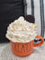 Rae Dunn "Treats" Pumpkin Orange Double Sided Mug & Pip Posh Design Ivory Cookie Whipped Topper