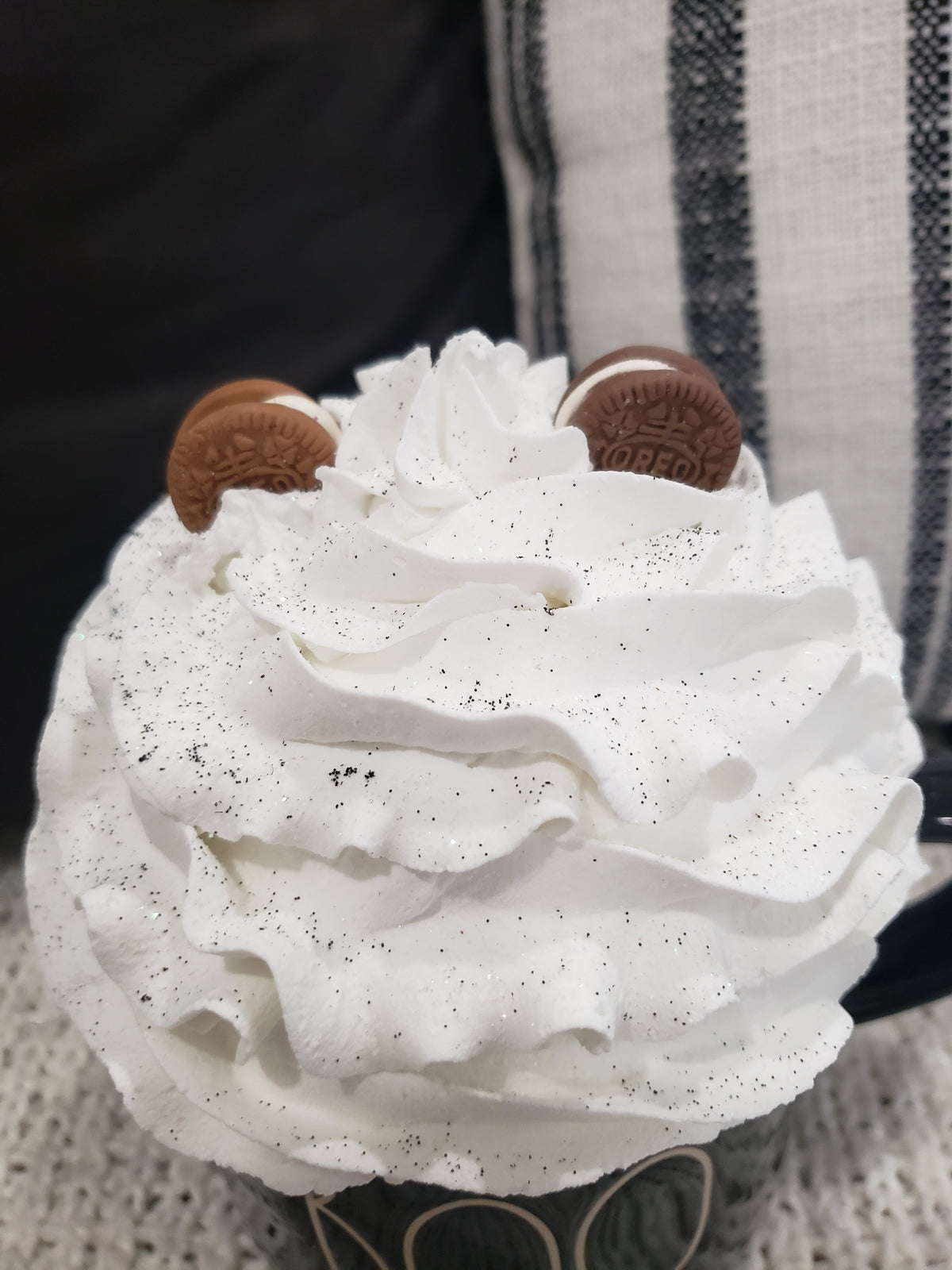 Rae Dunn &quot;Boo&quot; Black Double Sided Mug &amp; Pip Posh Design Faux Sweet Décor White Cookie Whipped Topper