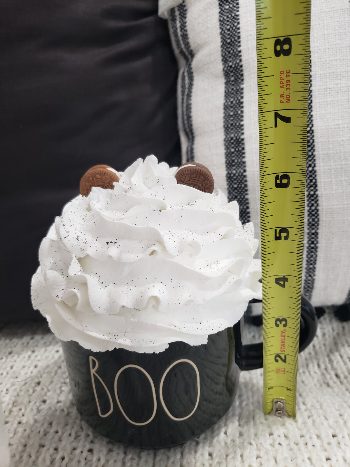 Rae Dunn &quot;Boo&quot; Black Double Sided Mug &amp; Pip Posh Design Faux Sweet Décor White Cookie Whipped Topper