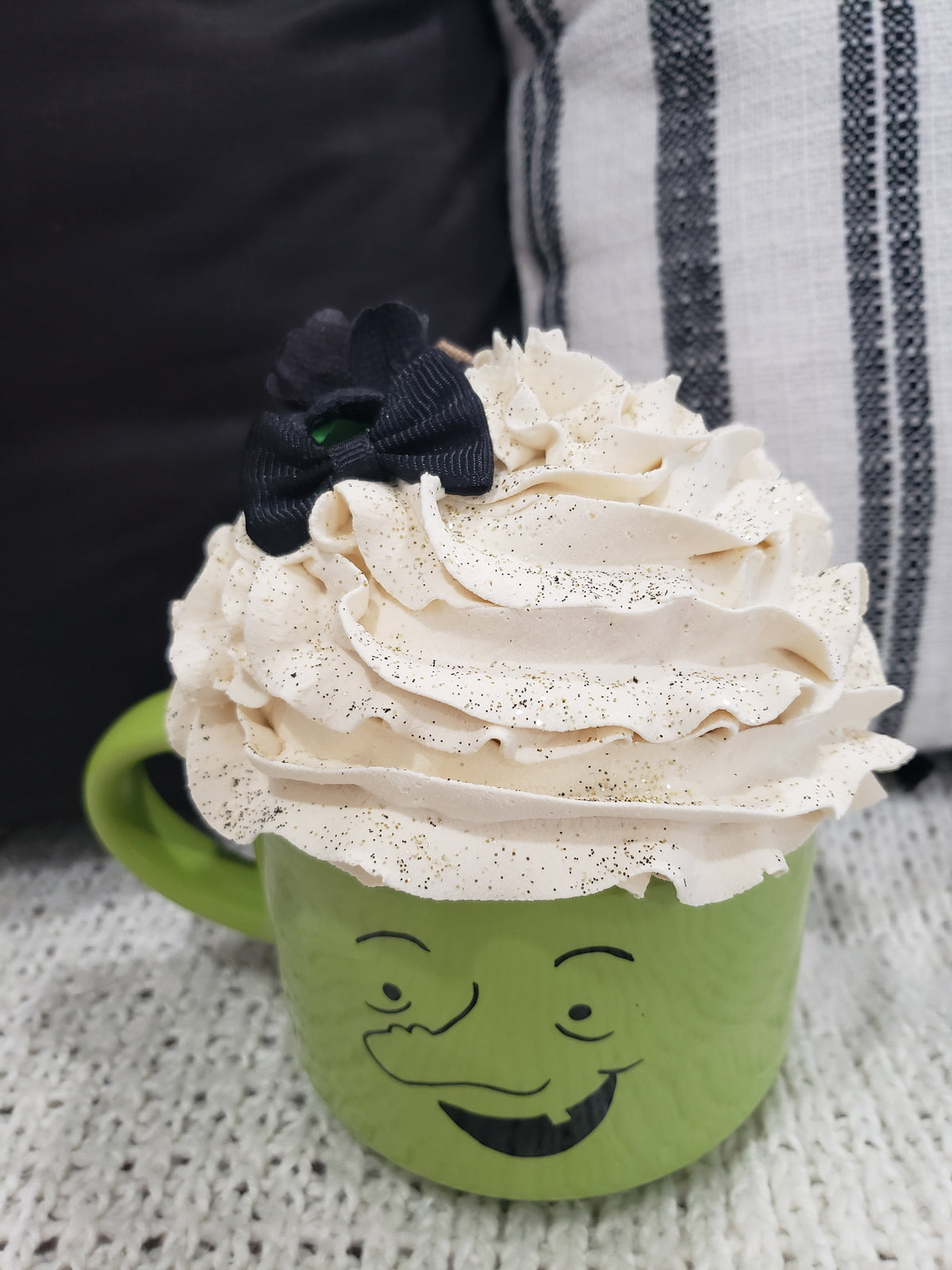 Rae Dunn &quot;Wicked&quot; Green Double Sided Mug &amp; Pip Posh Design Faux Sweet Décor Ivory Whipped Topper