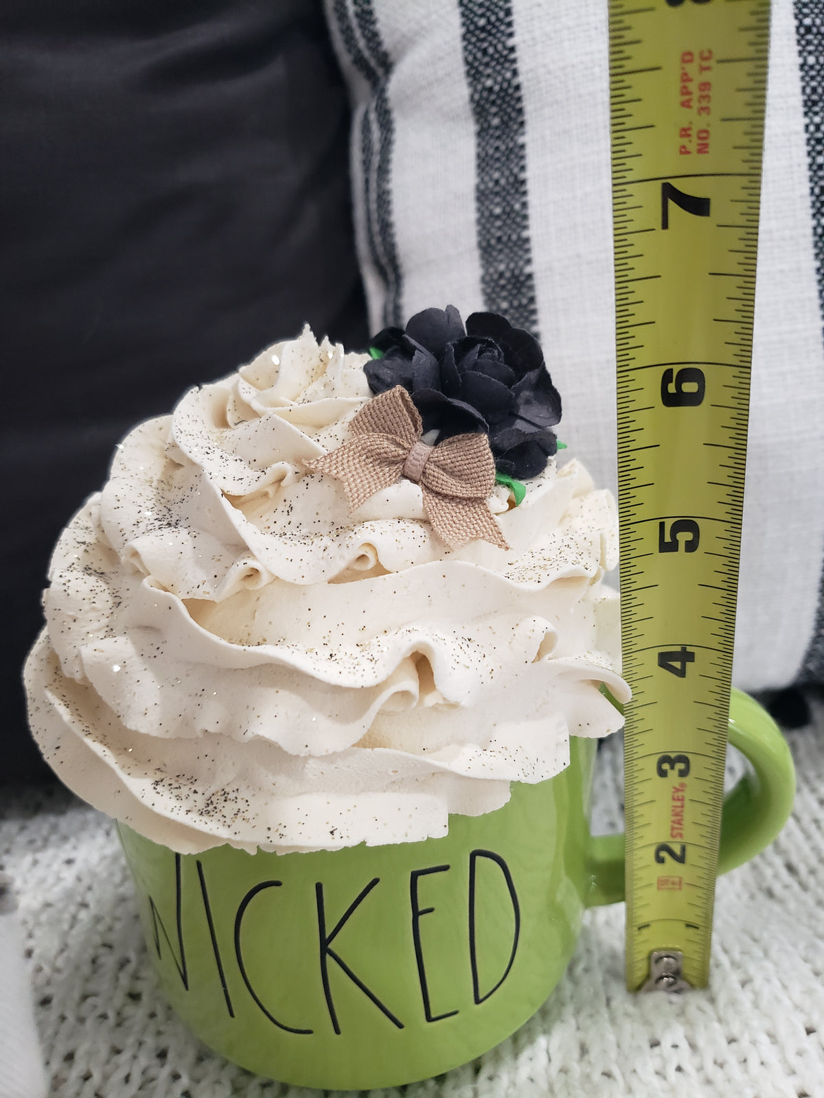 Rae Dunn &quot;Wicked&quot; Green Double Sided Mug &amp; Pip Posh Design Faux Sweet Décor Ivory Whipped Topper