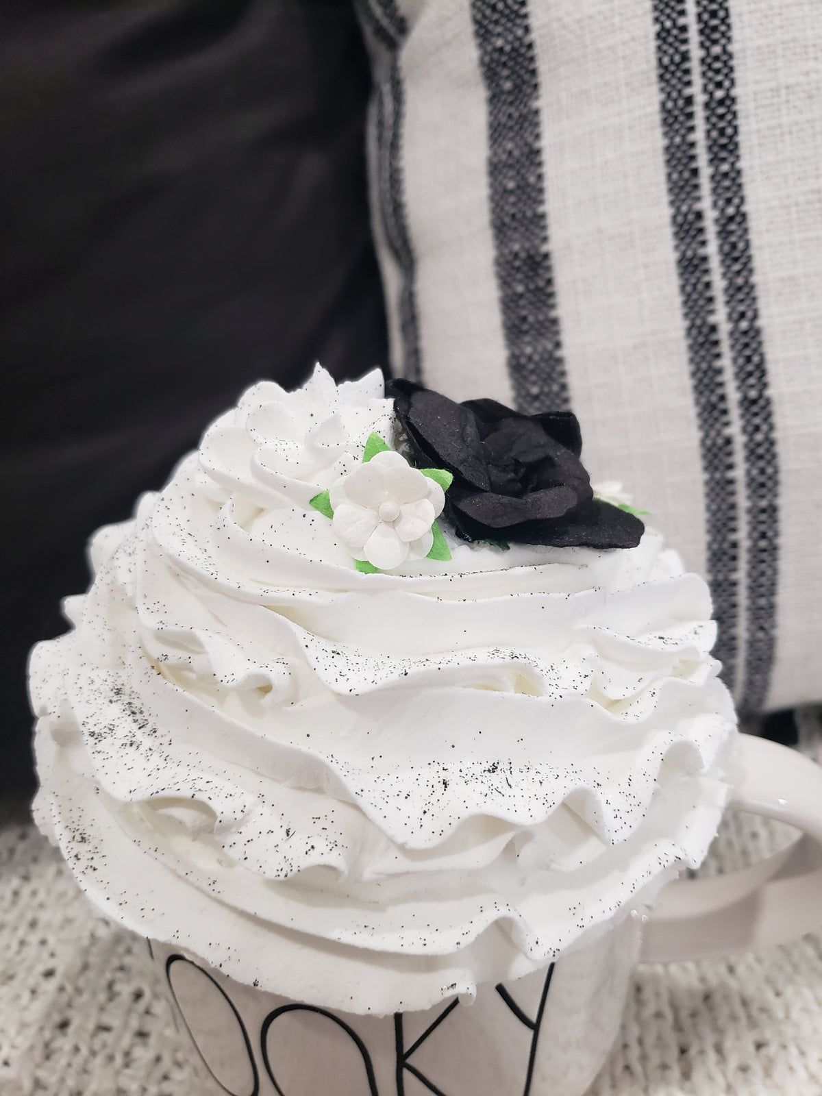 Rae Dunn &quot;Spooky&quot; White Double Sided Mug &amp; Pip Posh Design Faux Sweet Décor Whipped Topper Collection