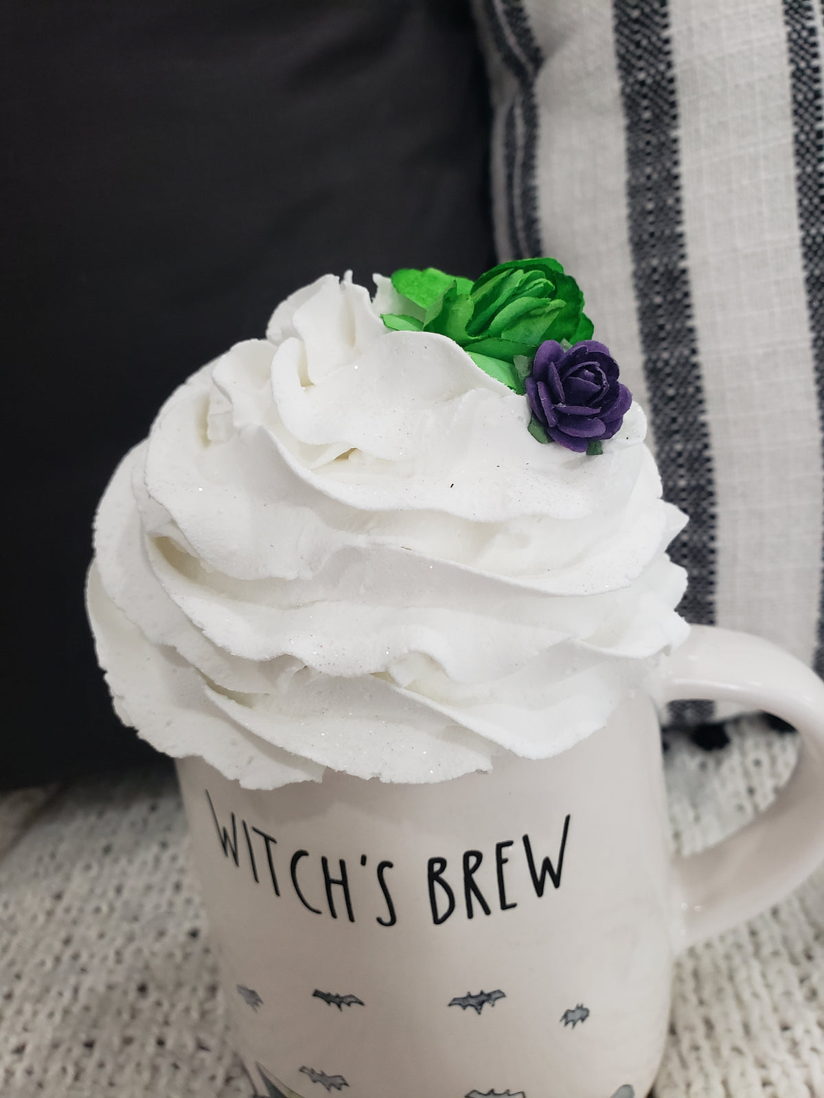 Rae Dunn &quot;Witch&#39;s Brew&quot; Mug &amp; Pip Posh Design Faux Sweet Décor White Whipped Topper